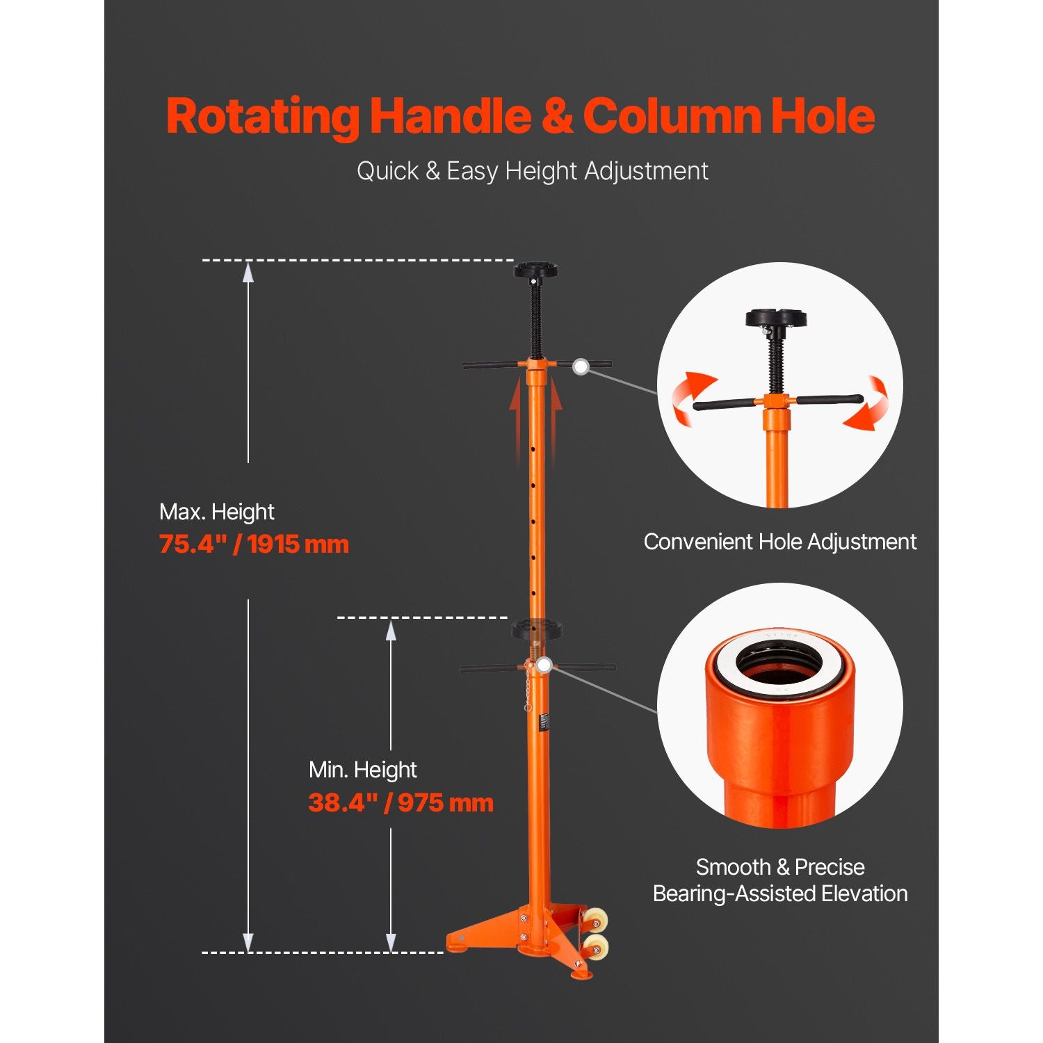 3/4 Ton Underhoist Support Stand 1653lbs Vehicle Jack Stand Adjustable Height