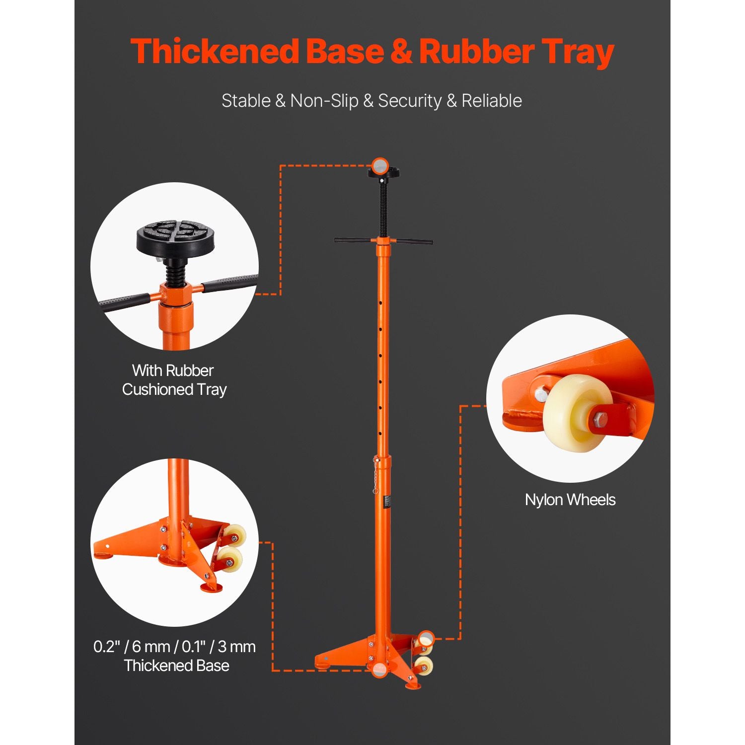 3/4 Ton Underhoist Support Stand 1653lbs Vehicle Jack Stand Adjustable Height