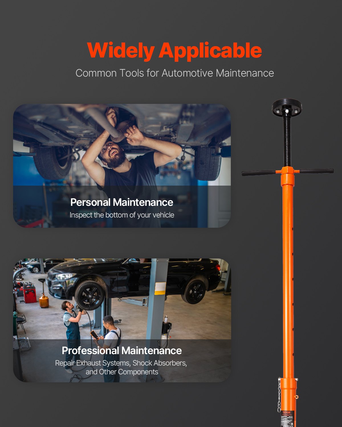Underhoist Support Stand, 3/4 Ton Capacity Under Hoist Jack Stand, Lifting from 38.4 to 75.4 in, Bearing Mounted Spin Handle, Self-Locking Threaded Screw, Two Wheels, Support Vehicle Components