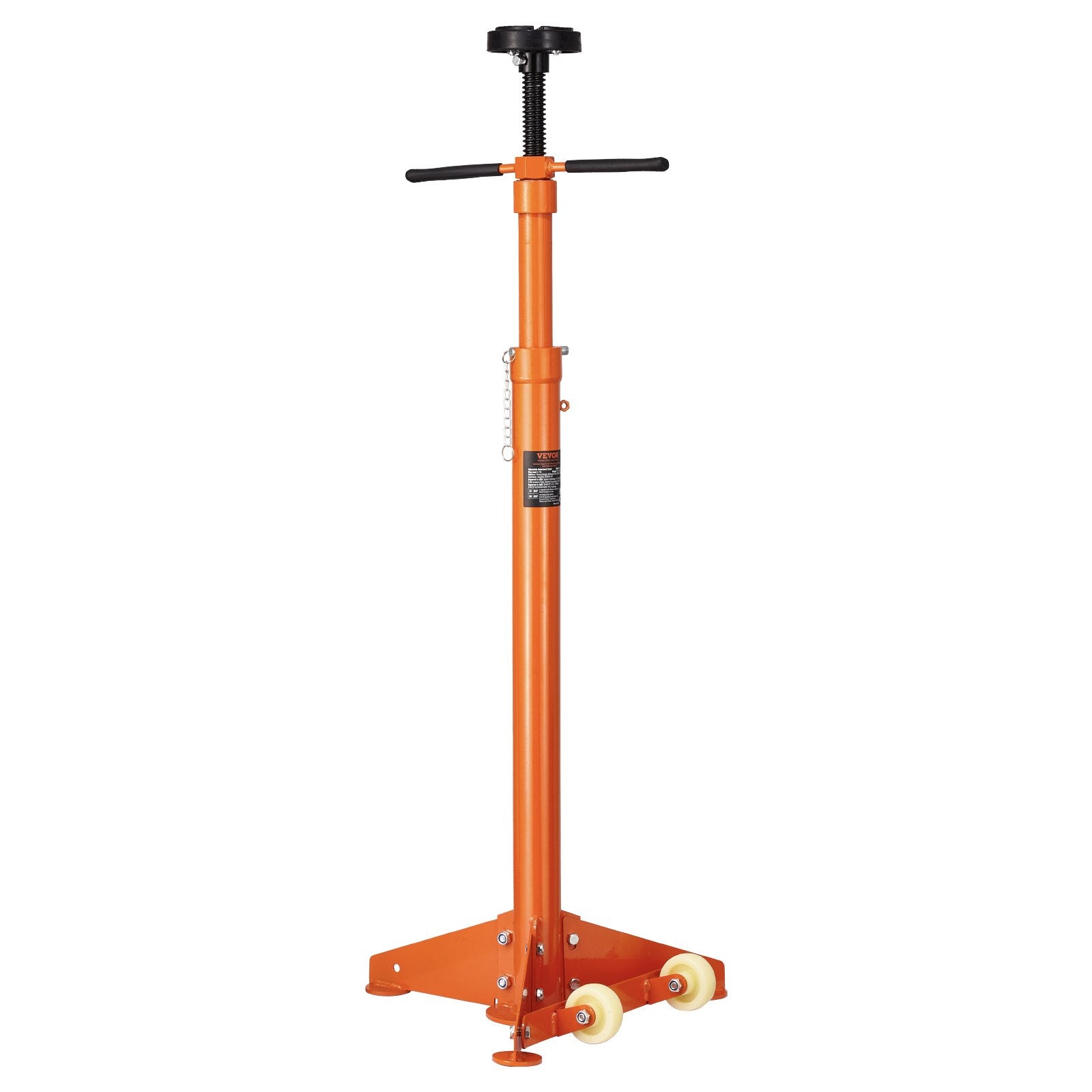 Underhoist Support Stand, 3/4 Ton Capacity Under Hoist Jack Stand, Lifting from 38.4 to 75.4 in, Bearing Mounted Spin Handle, Self-Locking Threaded Screw, Two Wheels, Support Vehicle Components