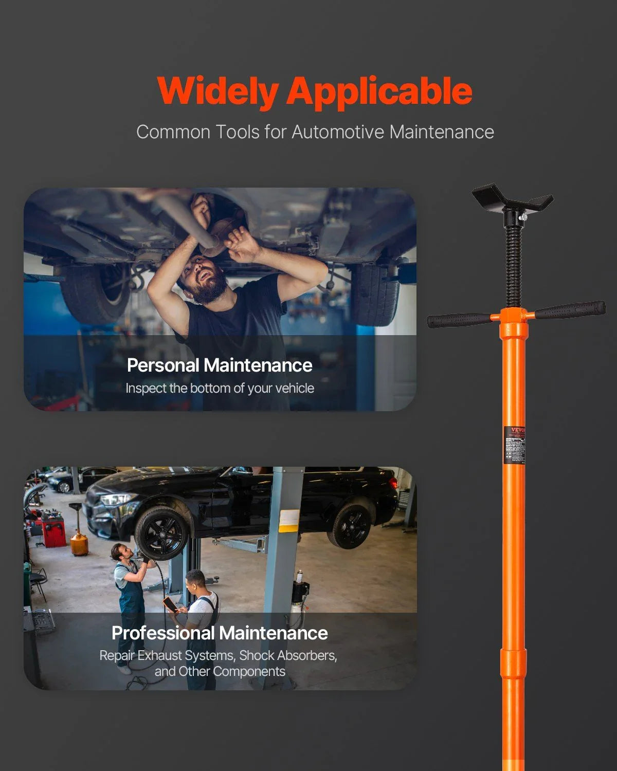 Underhoist Support Stand, 3/4 Ton Capacity Under Hoist Jack Stand, Lifting from 52.8 to 76 in, Self-Locking Threaded Screw, Bearing Mounted Spin Handle Pole Jack, Support Vehicle Components