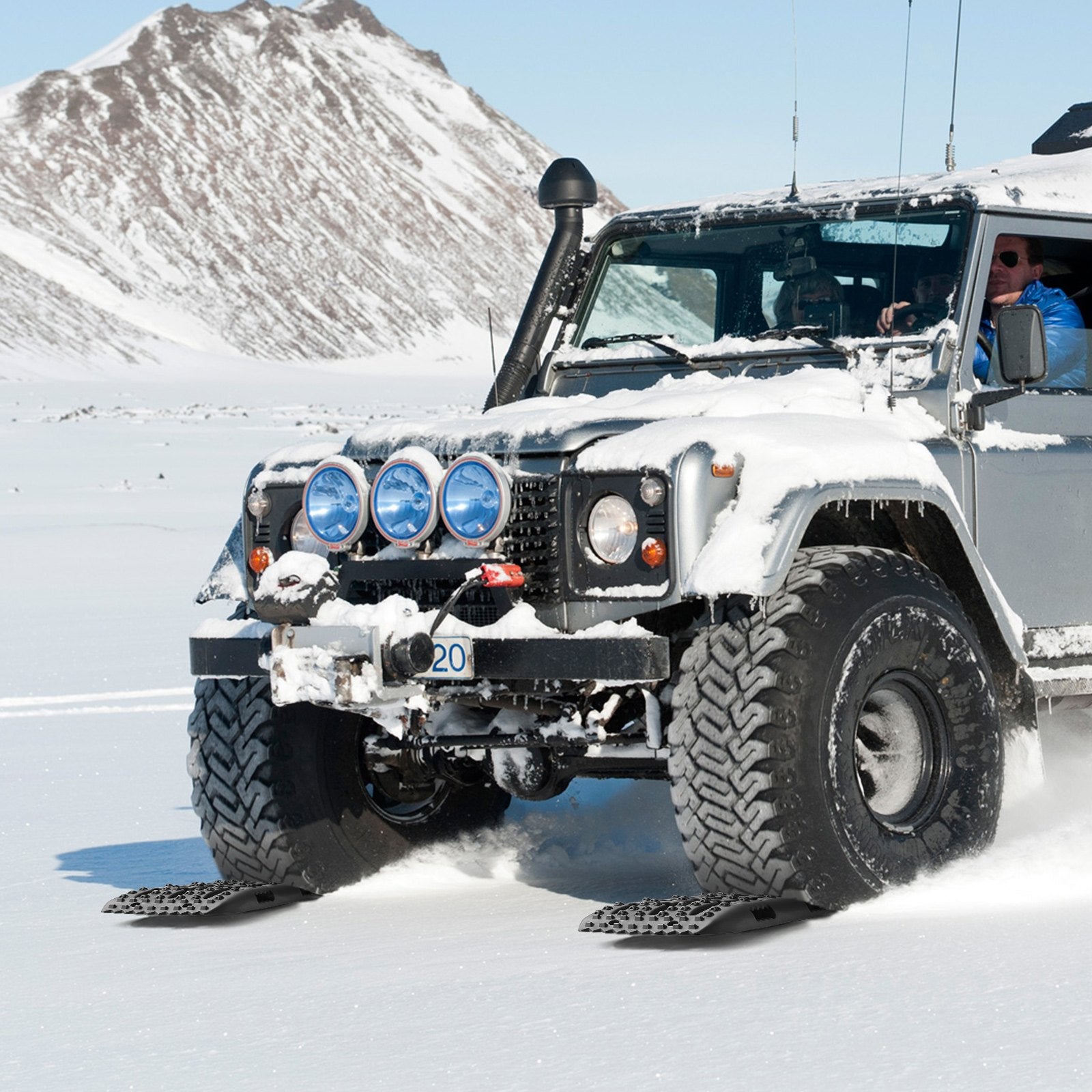 2PCS Traction Boards with PP for Mud Snow Sand Storage Bag Short Black