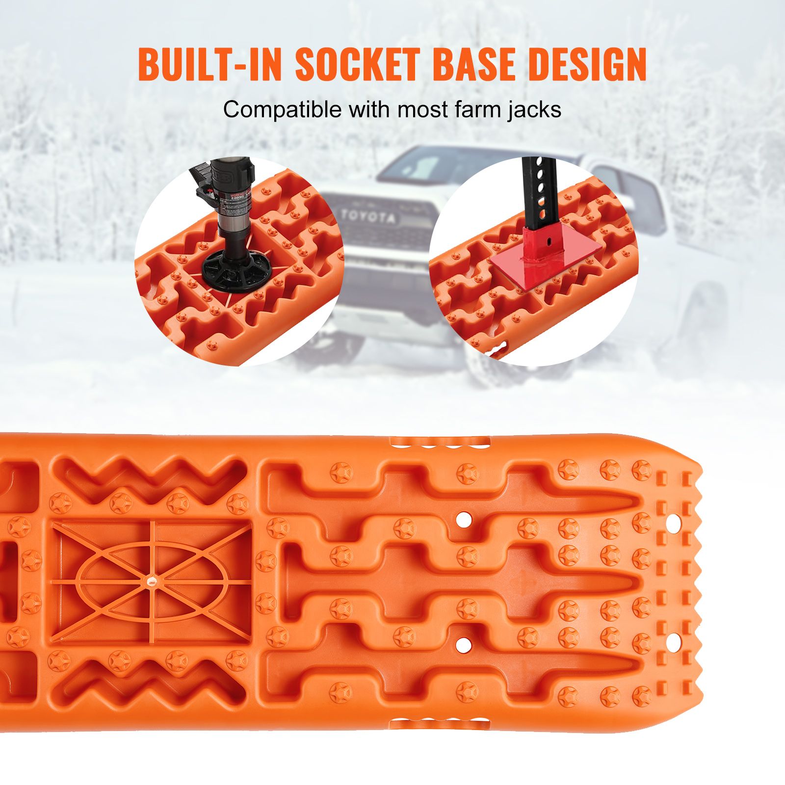 10T Recovery Traction Boards PP Off Road Sand Mud Snow Tire Mats Orange