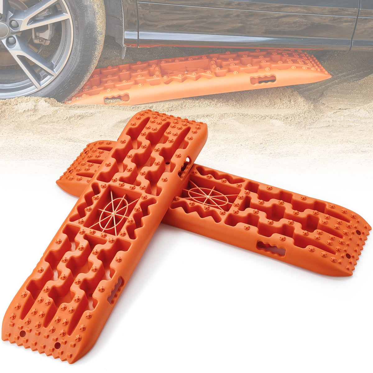 10T Recovery Traction Boards PP Off Road Sand Mud Snow Tire Mats Orange