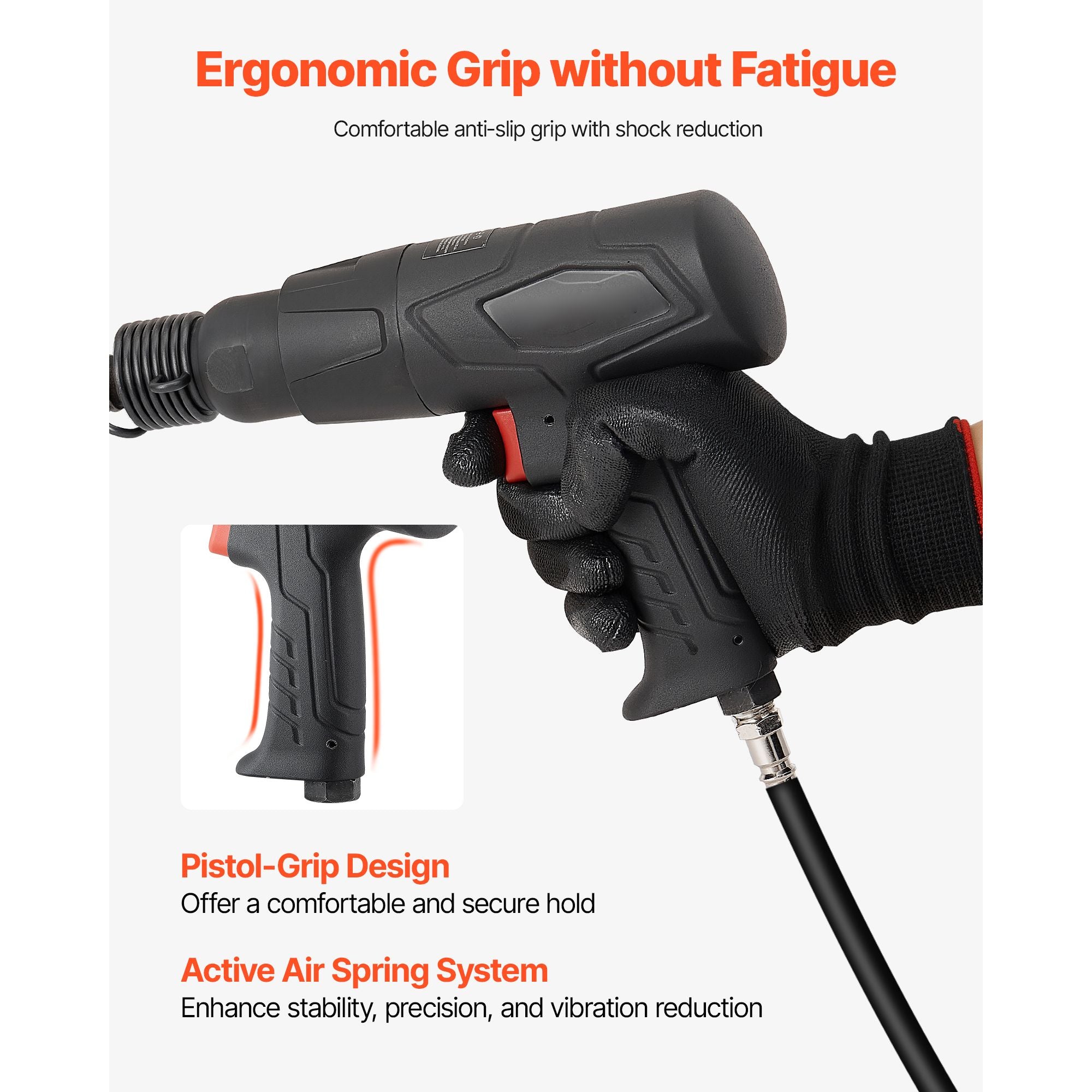 Pneumatic Air Hammer 2700BPM Air Chisel with 4 Long Barrel Chisels
