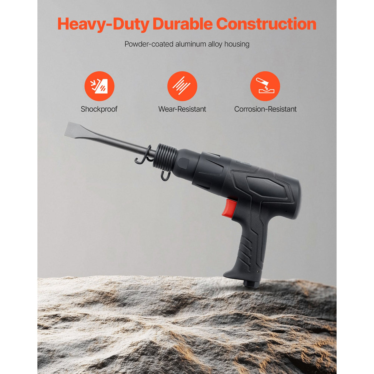 Pneumatic Air Hammer 2700BPM Air Chisel with 4 Long Barrel Chisels