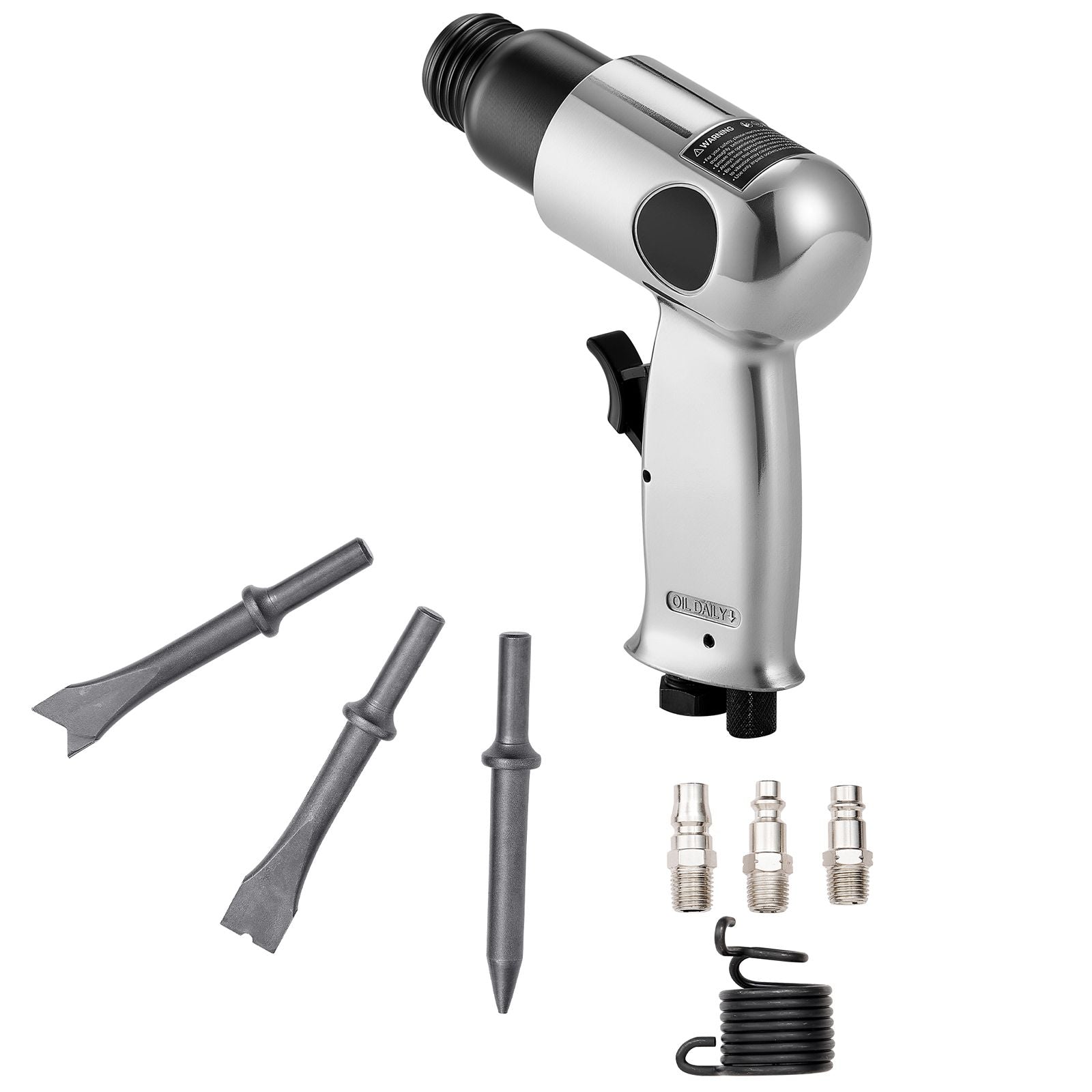 Pneumatic Air Hammer 4500BPM Air Chisel with 4 Round Shank Chisels