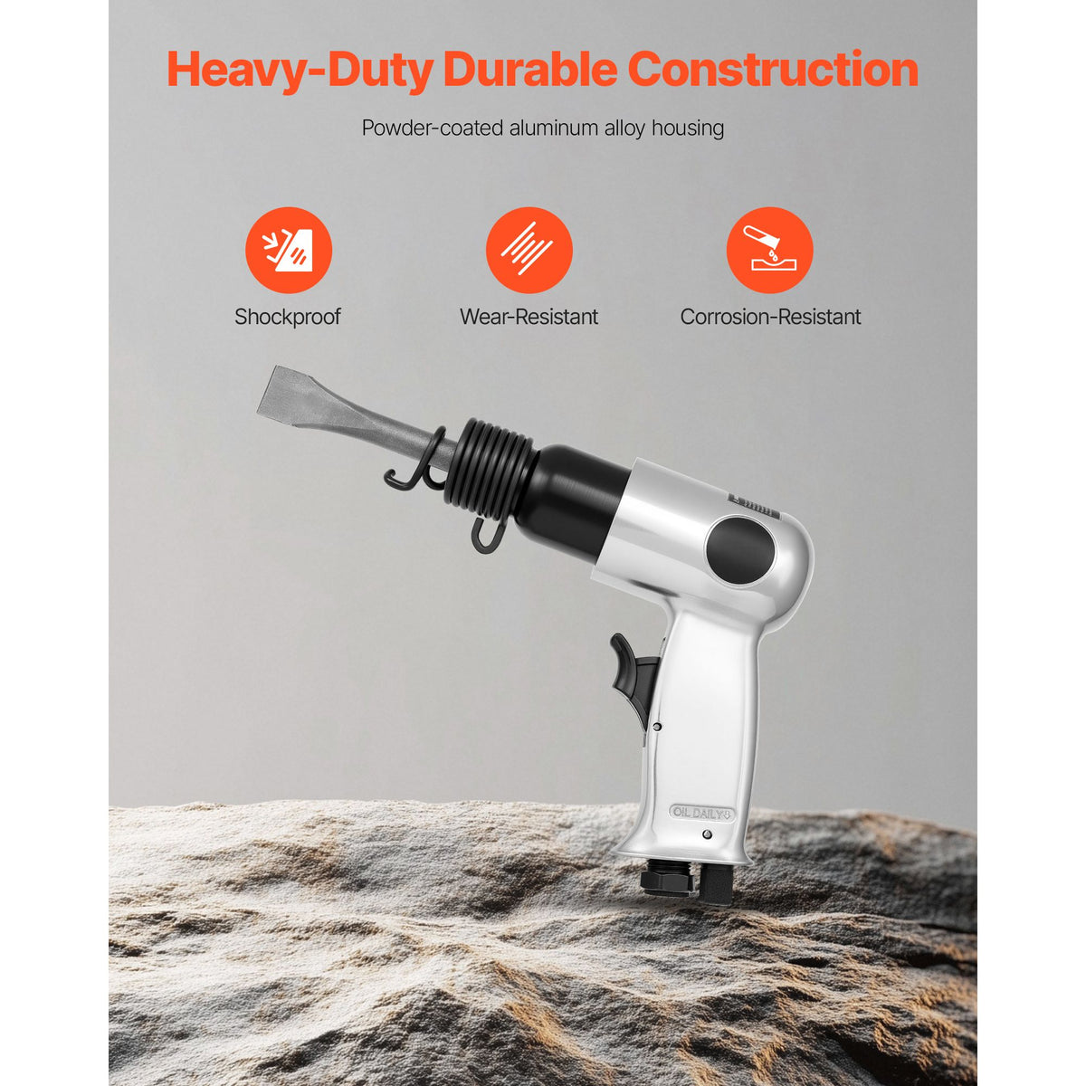 Pneumatic Air Hammer 4500BPM Air Chisel with 4 Round Shank Chisels