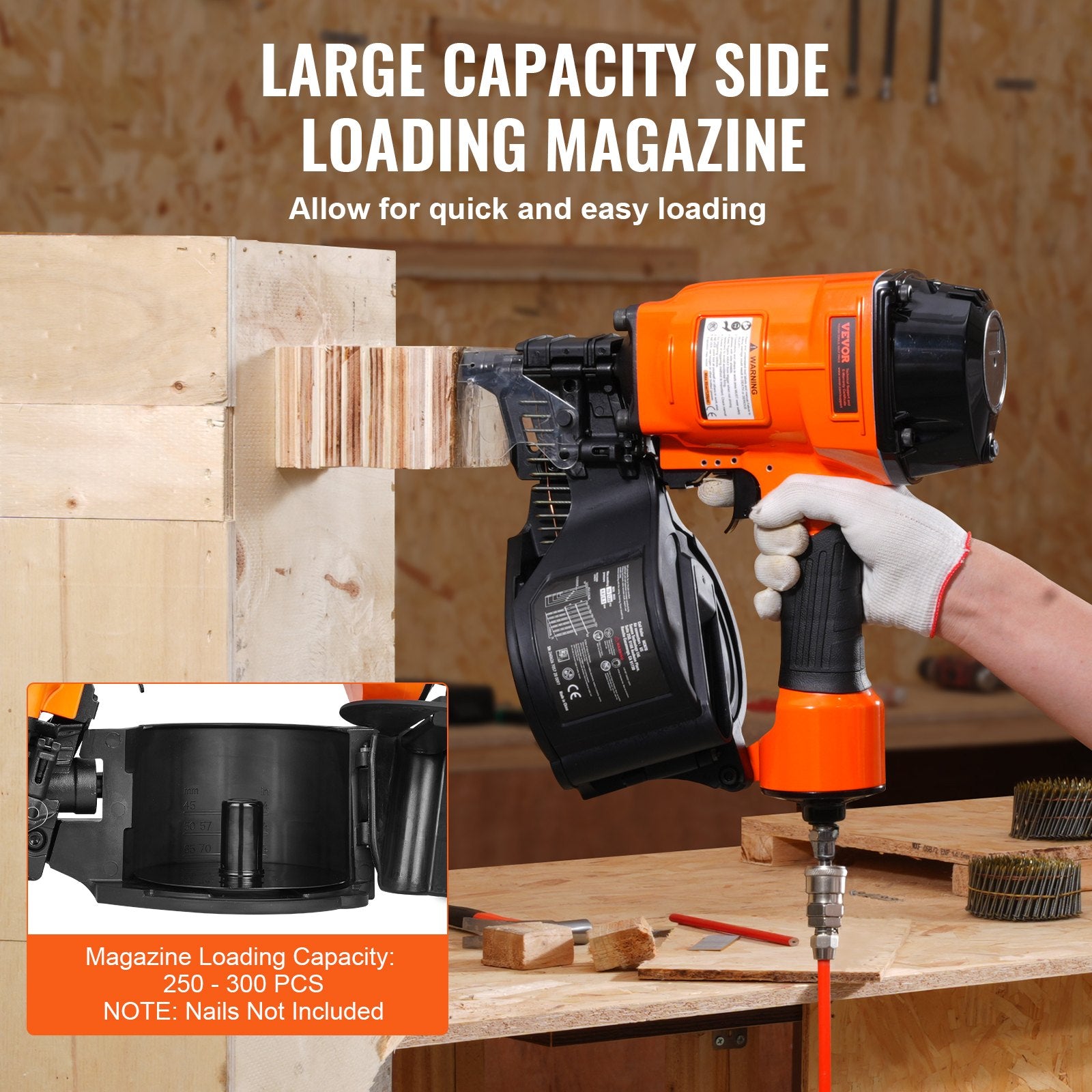 MCN70 Coil Siding Nailer 45mm to 70mm 15 Degree Pneumatic Nail Gun