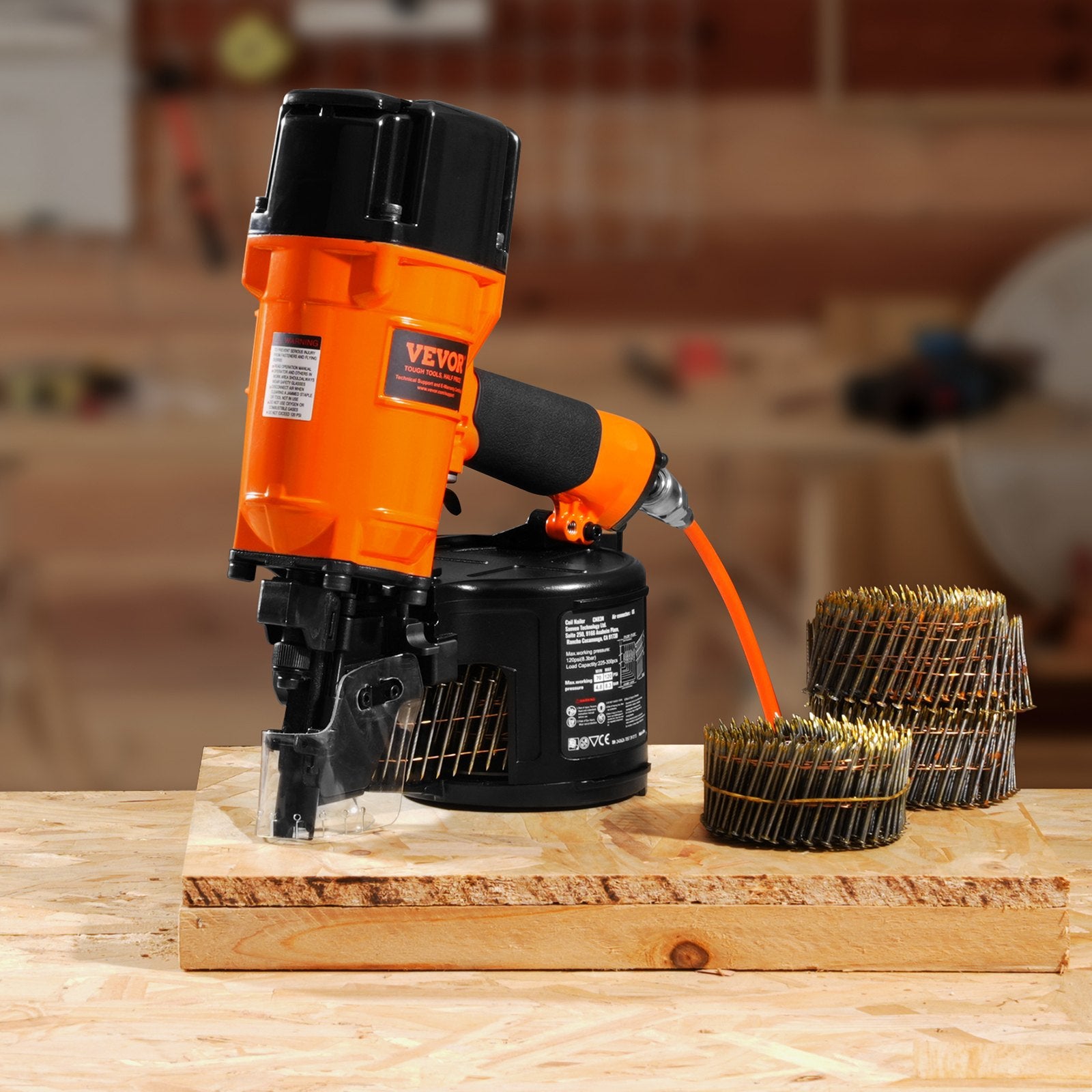 CN83N Coil Siding Nailer 50mm to 83mm 15 Degree Pneumatic Nail Gun