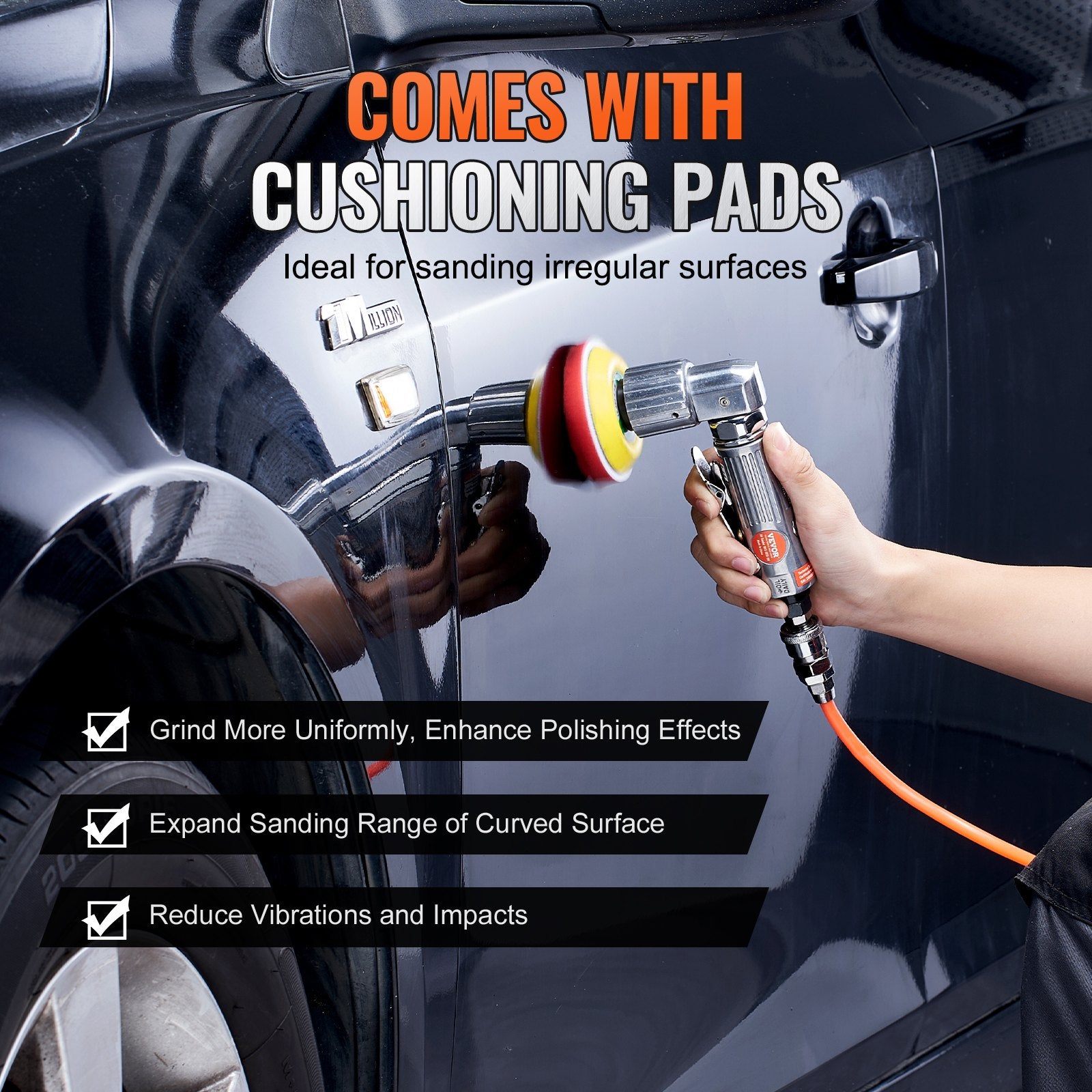 58PCS Air Sander Kit 1/2/3in Random Orbital Air Sander Polisher 15000r/min