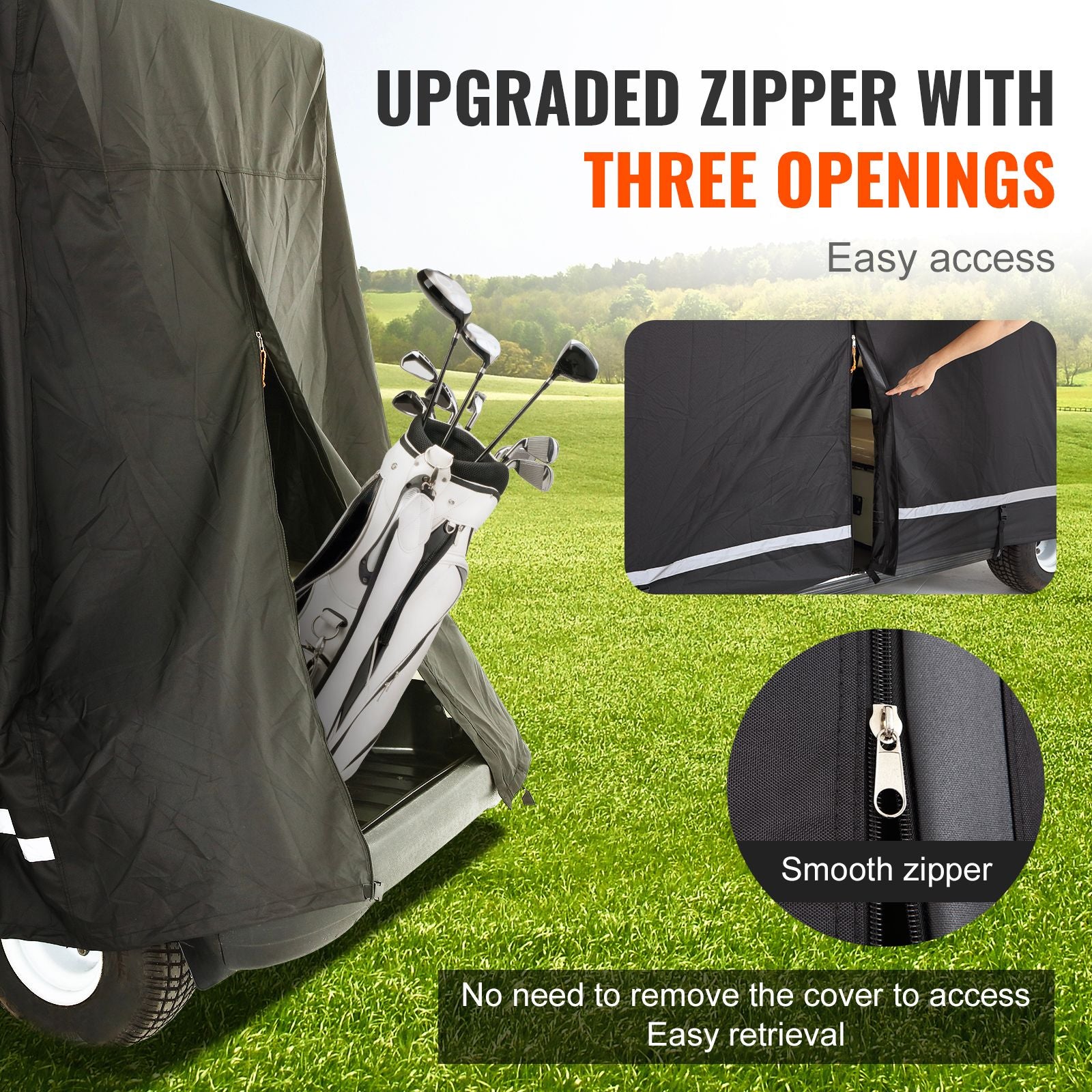 4 Passenger Golf Cart Cover 600D Waterproof UV Dustproof Full Cover Black