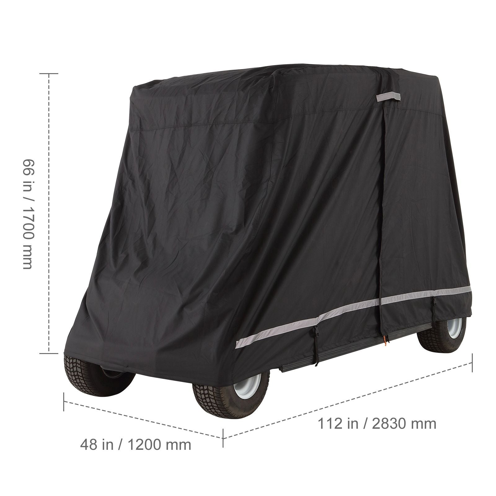 4 Passenger Golf Cart Cover 600D Waterproof UV Dustproof Full Cover Black