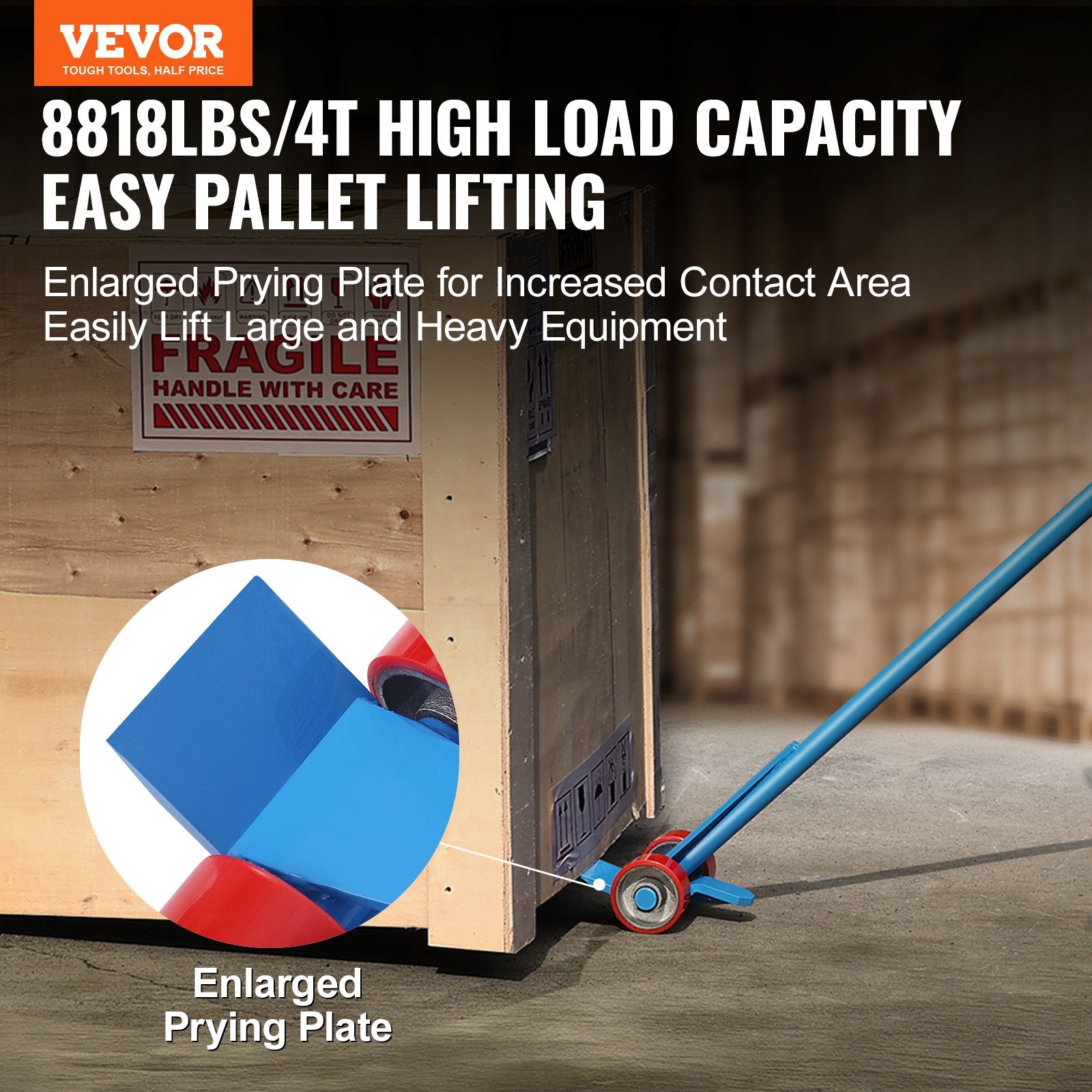 Pallet Buster, 152.4 cm Handle, 4 ton Weight Capacity, Q235 Carbon Steel, Heavy Duty Deck Wrecker Demolition Wood Pallet Tool Breaker Pry Bar Puller for Efficient and Effortless Board Removal