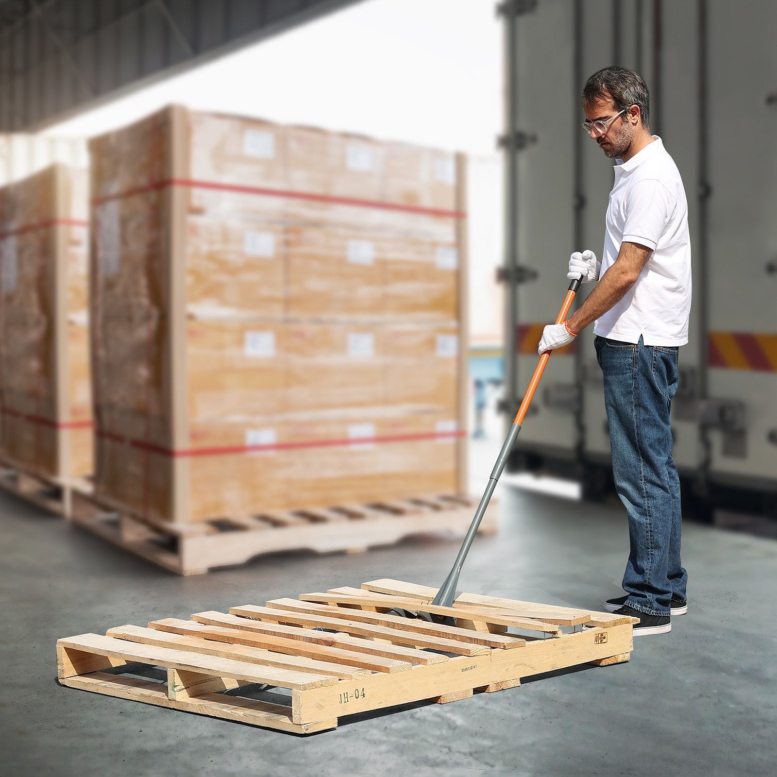 Pallet Buster, 50'' Carbon Steel Handle Wrecking Pry Bar, 2000 lbs Weight Capacity, Heavy Duty Deck Board Removal Tool, Multipurpose Demolition Bar for Flooring, Framing, Roofing, Trim, Drywall