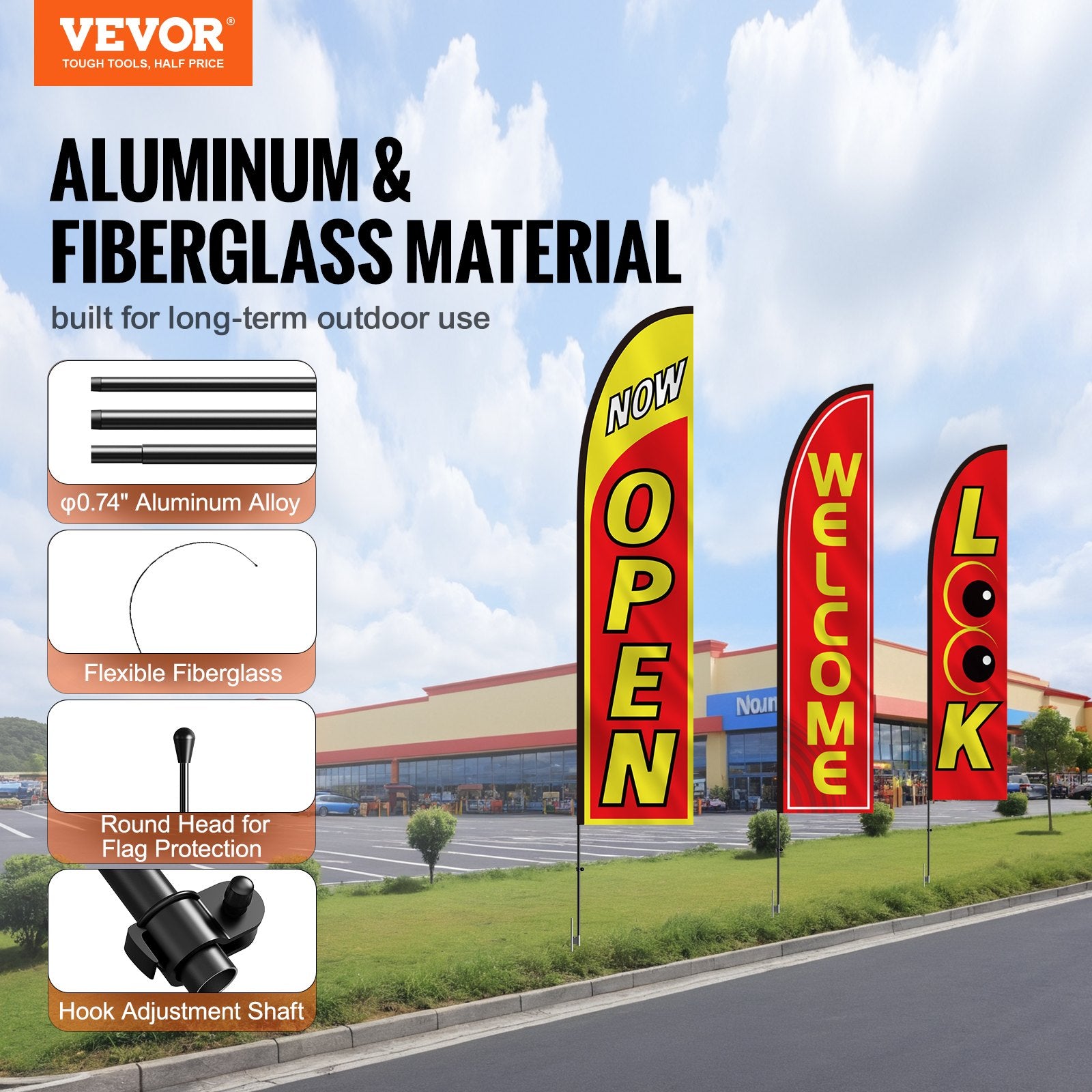 Open Flags for Business Advertising Feather Flag Kit Open Look Welcome