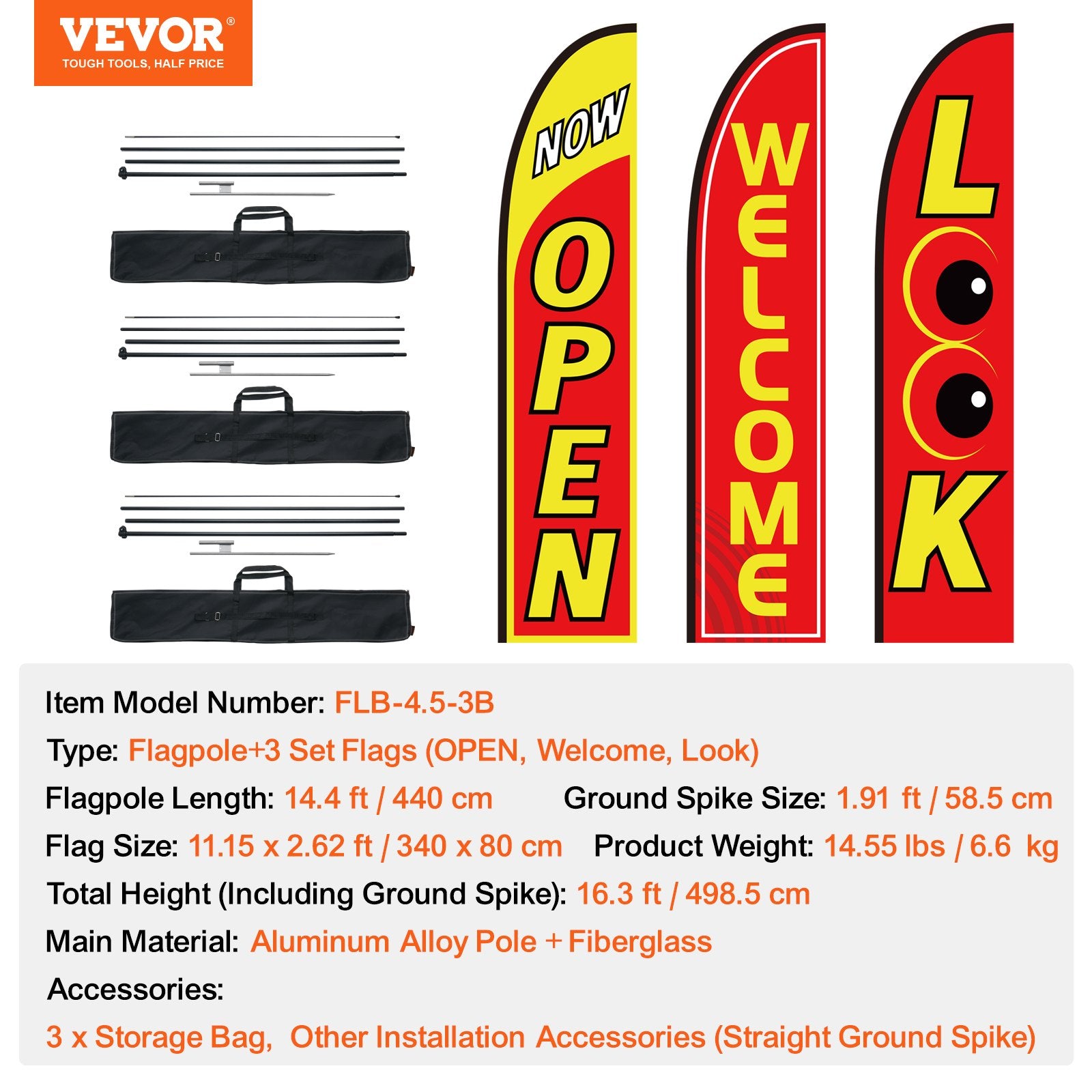 Open Flags for Business Advertising Feather Flag Kit Open Look Welcome