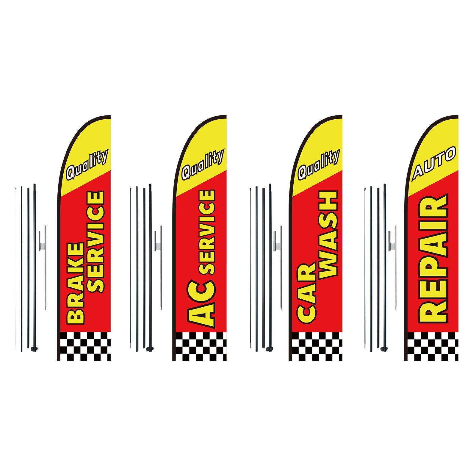 Auto Repair Advertising Feather Flag Kit Swooper Flags and Poles 16.3 FT
