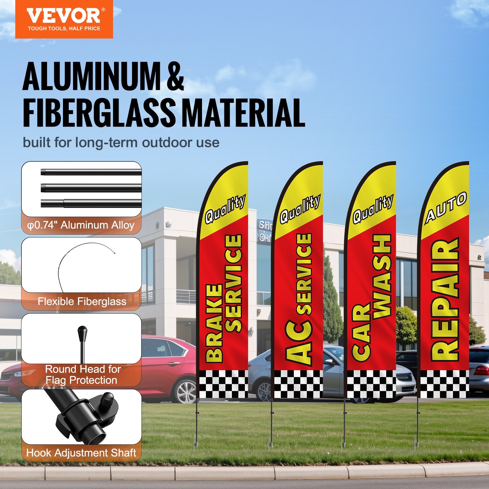 Auto Repair Advertising Feather Flag Kit Swooper Flags and Poles 16.3 FT