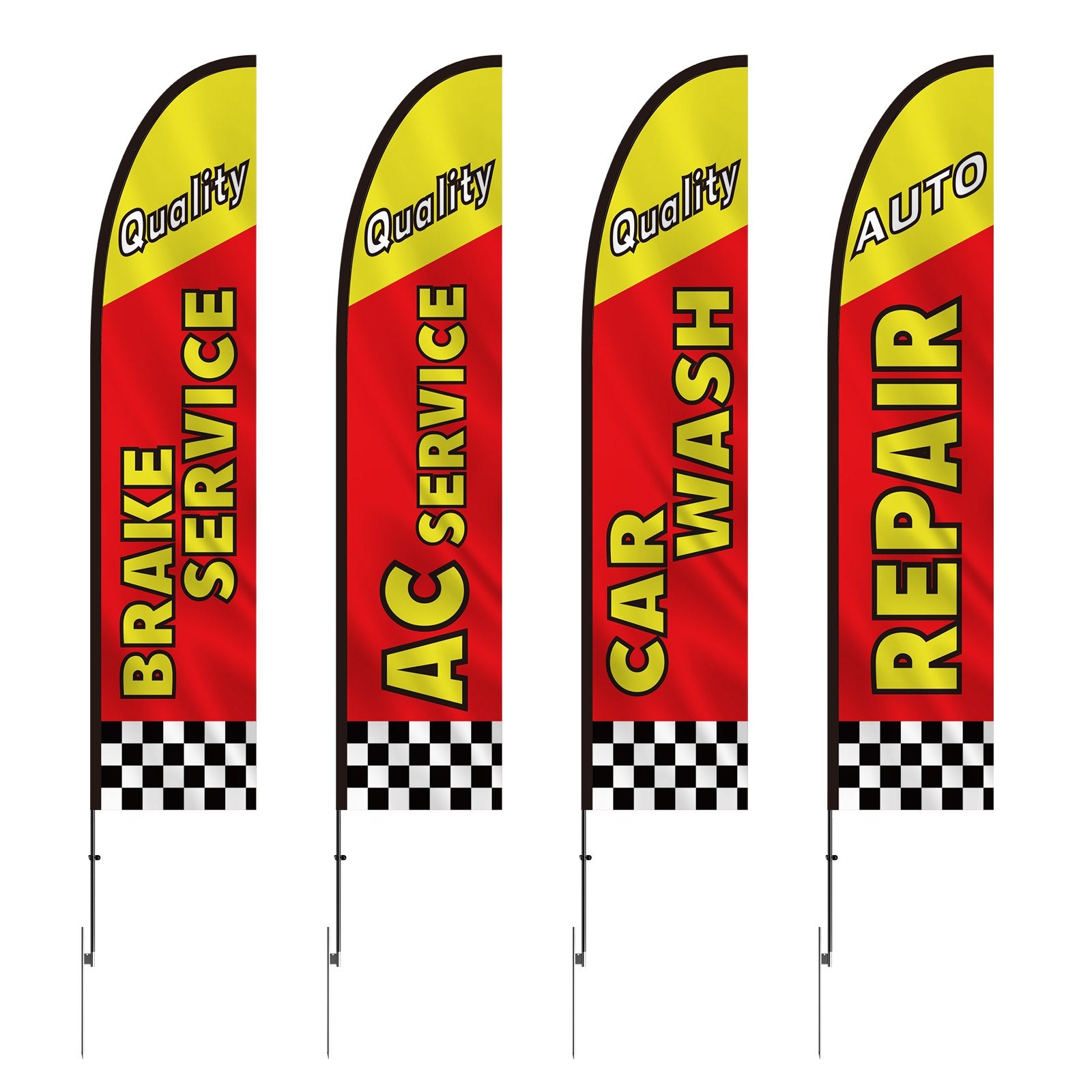 Auto Repair Advertising Feather Flag Kit Swooper Flags and Poles 16.3 FT
