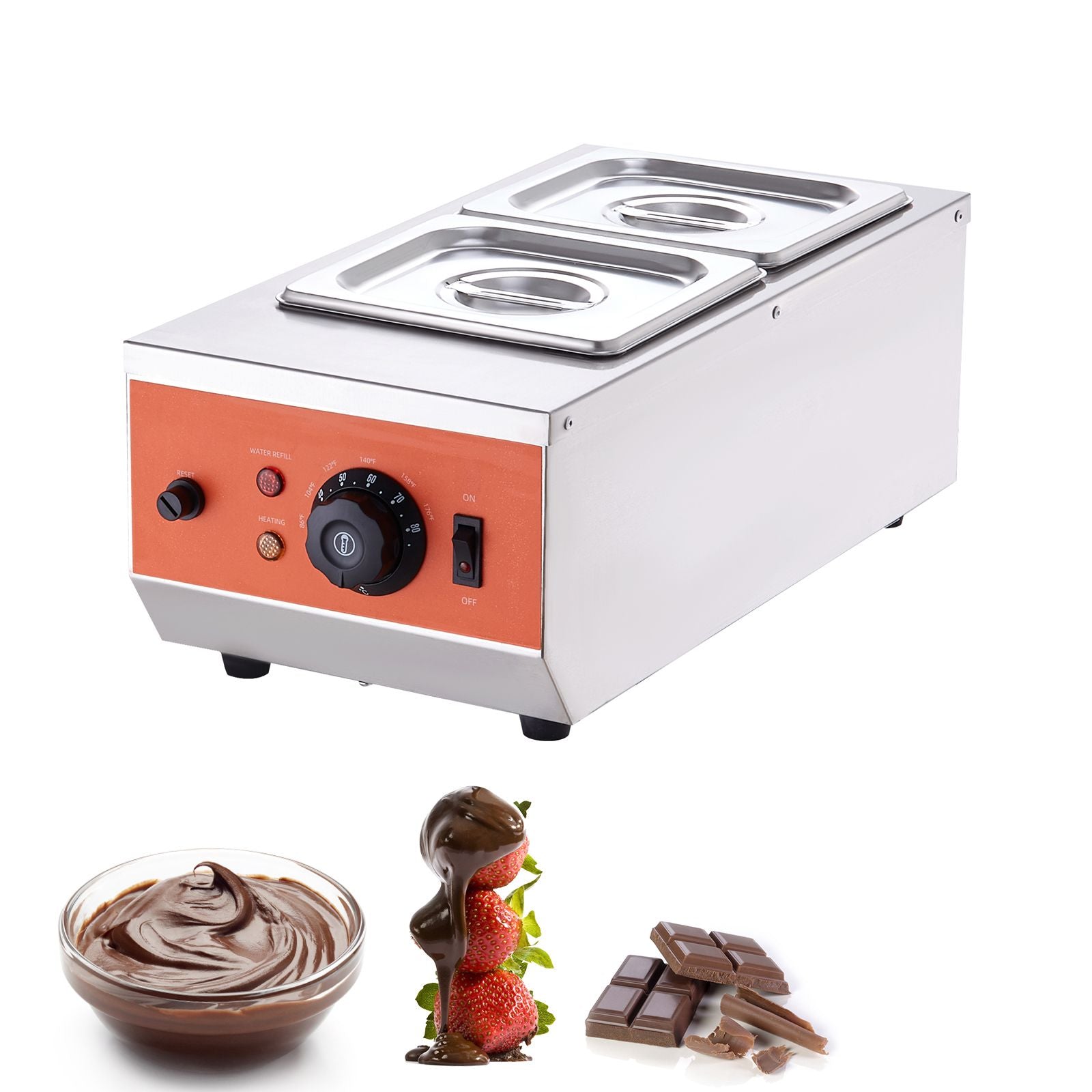 Chocolate Tempering Machine 2 Tank 800W Stainless Steel Melting Pot TEMP Control