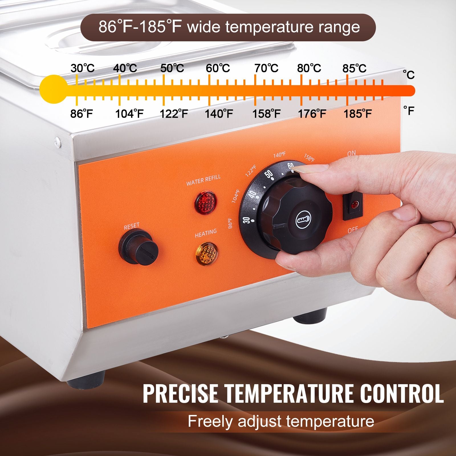 Chocolate Tempering Machine 2 Tank 800W Stainless Steel Melting Pot TEMP Control