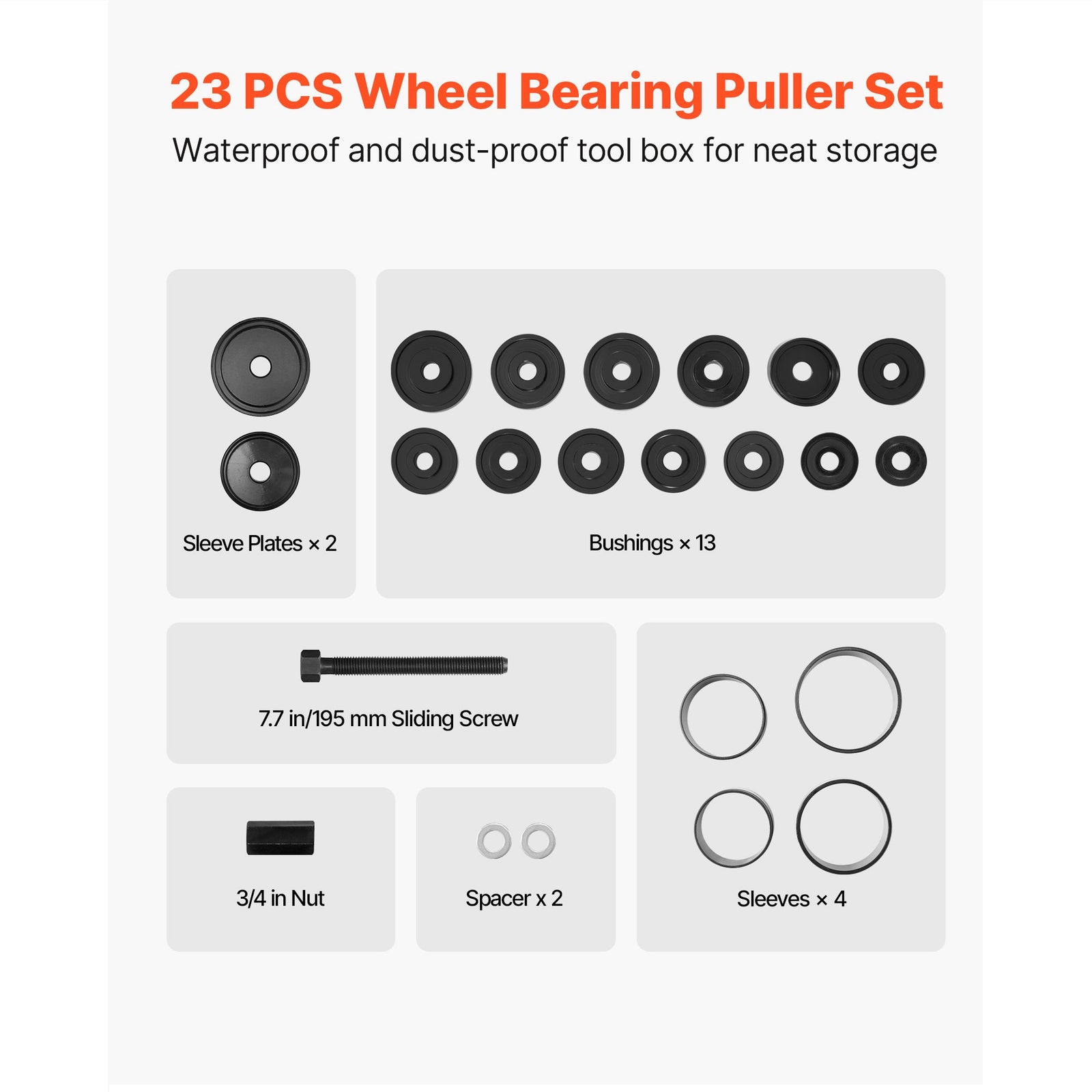 23PCS Wheel Bearing Press Kit FWD Bearing Puller Removal Tool Set