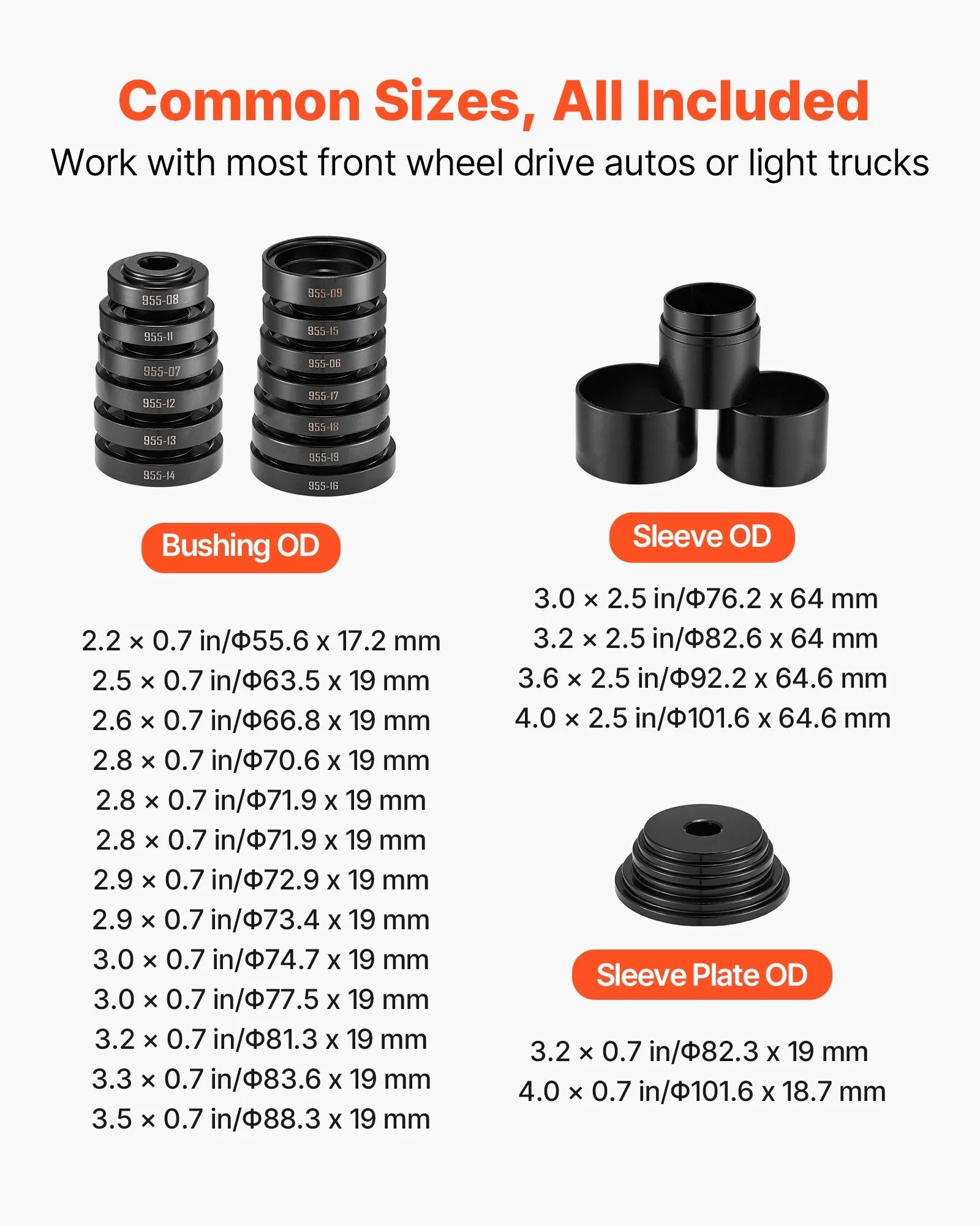 Wheel Bearing Press Kit, 23 PCS FWD Bearing Puller Tools, for Front Wheel Drive Bearing Removal and Installation, Wheel Bearing Tool with Sliding Screw, Bushings, Sleeve Plates, Storage Case