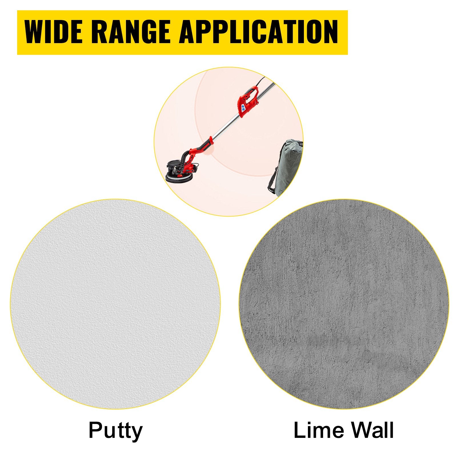 Drywall Sander 750W, Electric Drywall Sander, Foldable Sheetrock Sander, with Telescope Handle, Electric Sander, Variable Speed 800-1750 RPM, Wall Sander, with LED Strip Light and Vacuum Bag