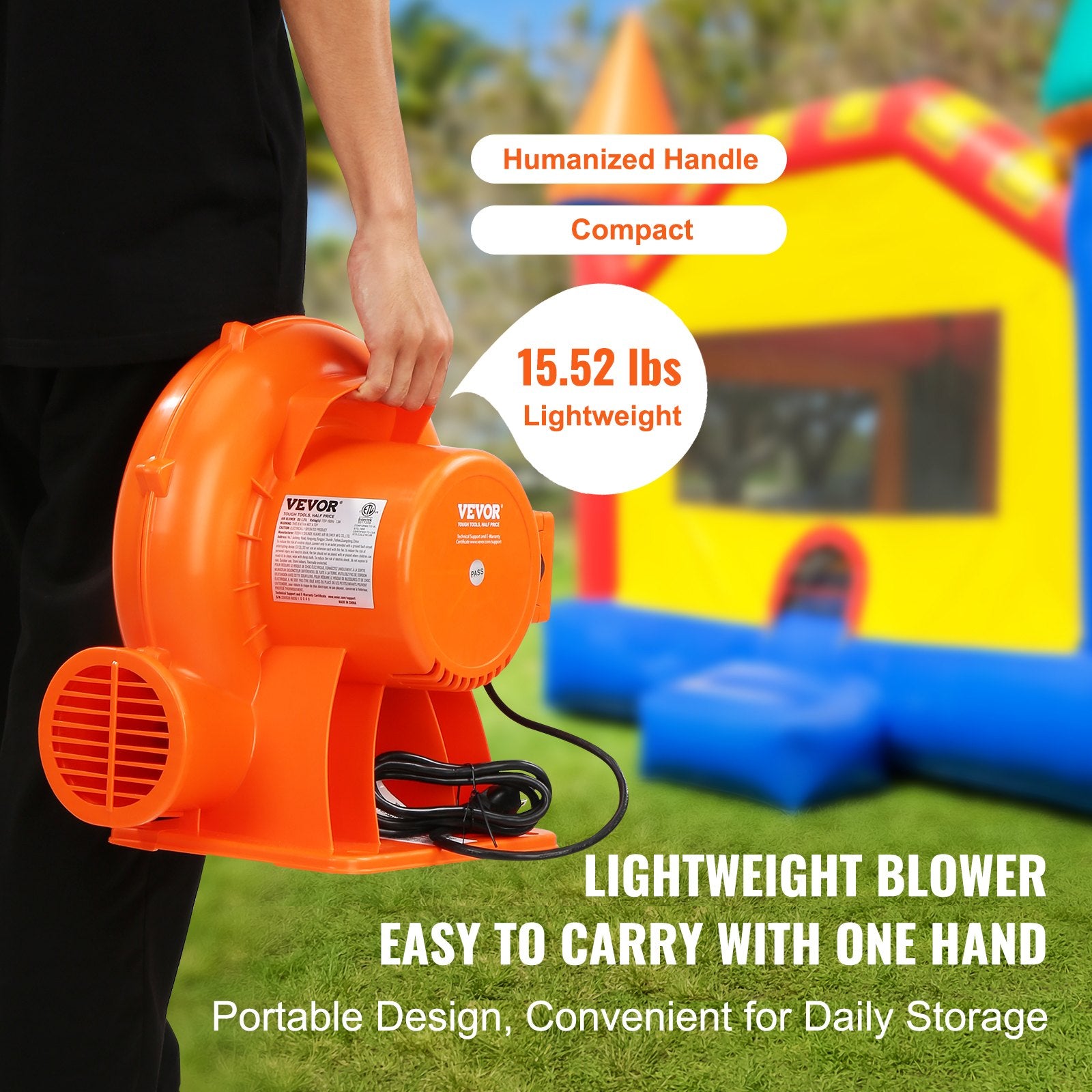 Inflatable Bounce House Blower 1 & 1.2 HP 900W Commercial Air Pump Fan