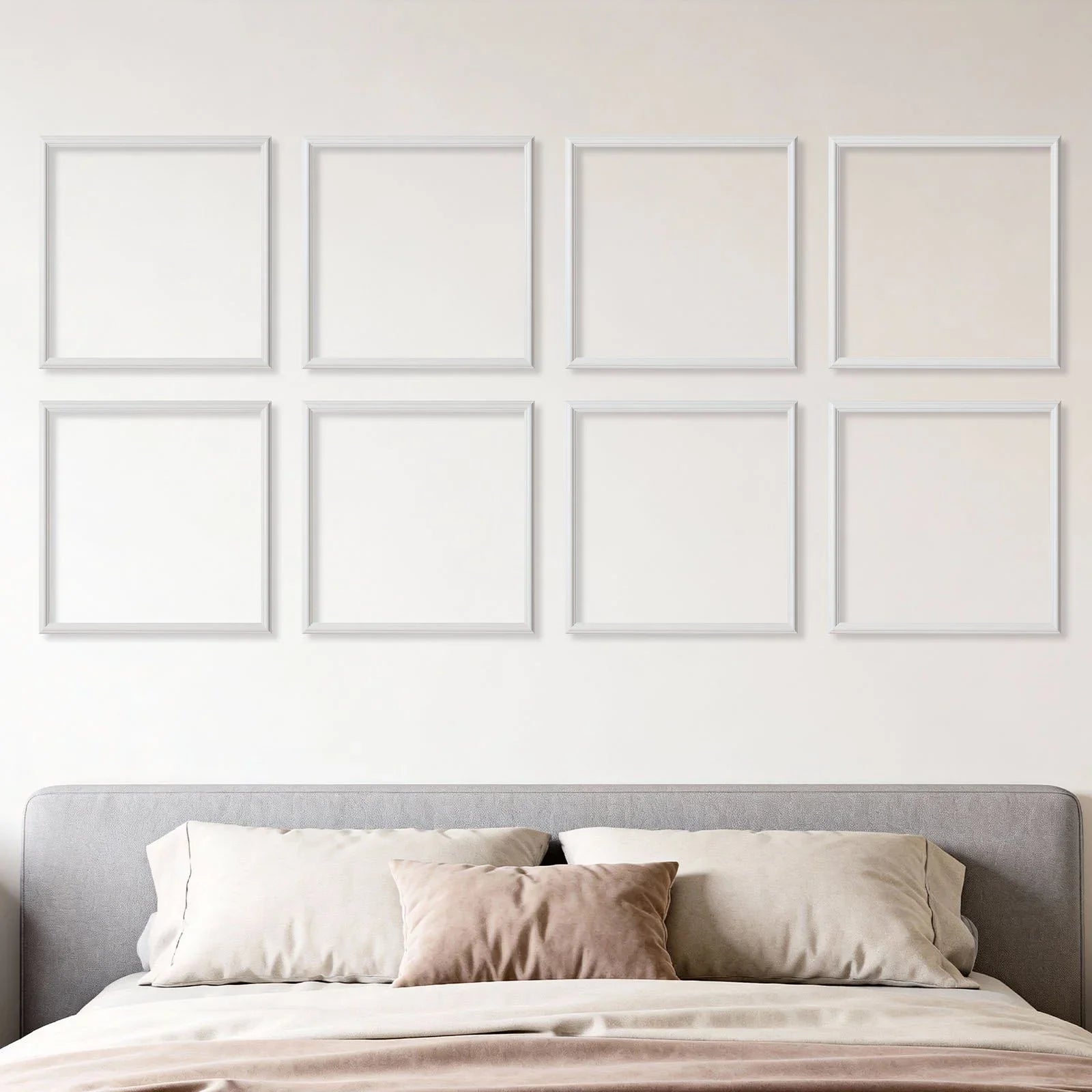 Wall Molding 12 Pack, 51 x 51 cm Wainscoting Panels Kit, Lightweight Paintable Polystyrene, Easy to Install, Waterproof Accent Wall Trim for Interior Décor Living Room, Bedroom, Home, White