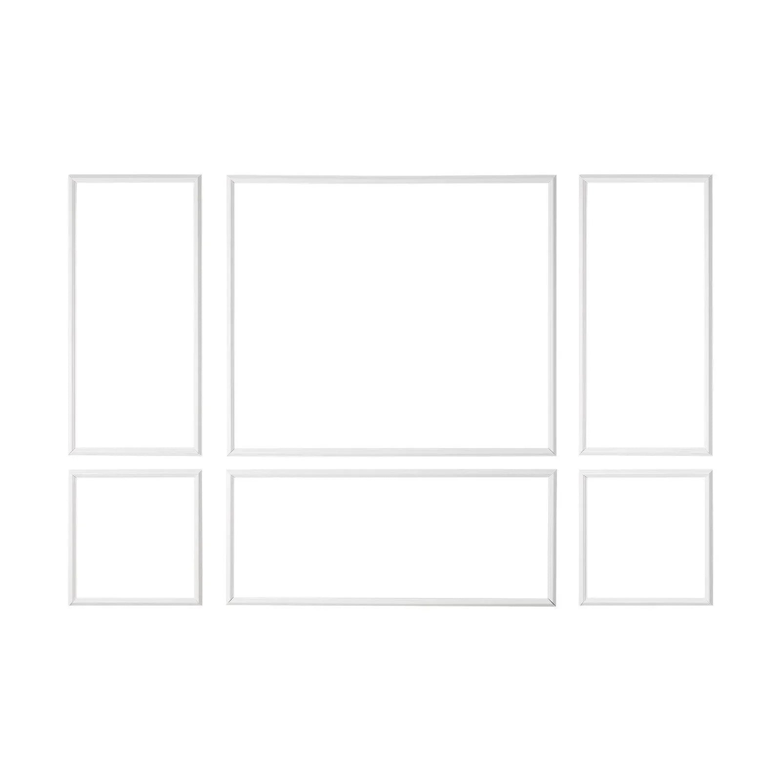 Wall Molding 3 Pack, Wainscoting Panels Kit, Lightweight Paintable Polystyrene, Easy to Install Accent Wall Trim for Interior Décor Living Room, Bedroom, Home, White (58x143 + 58x58 cm)