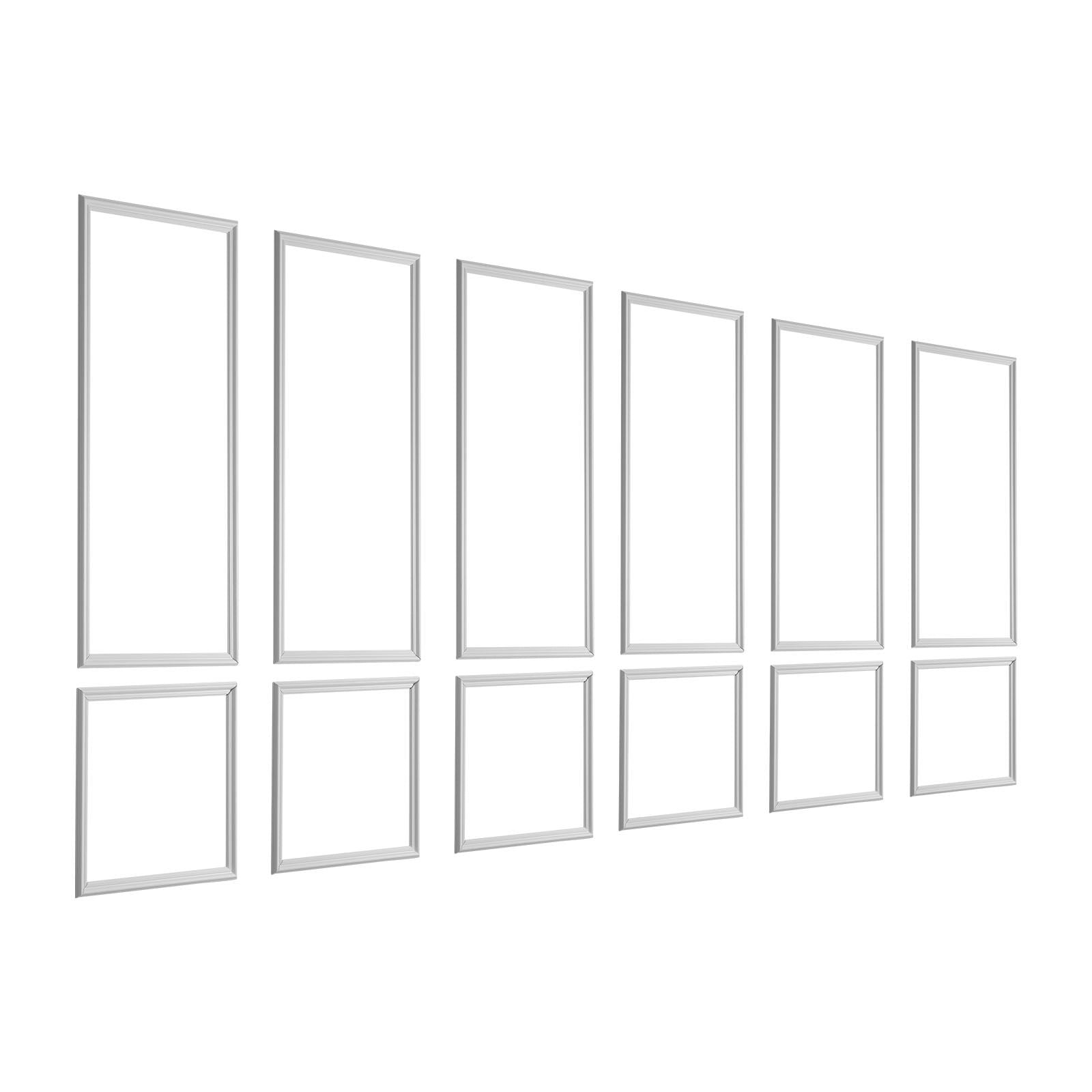 6PC Wall Molding Wainscoting Panels 61x137cm & 61x61cm Paintable White