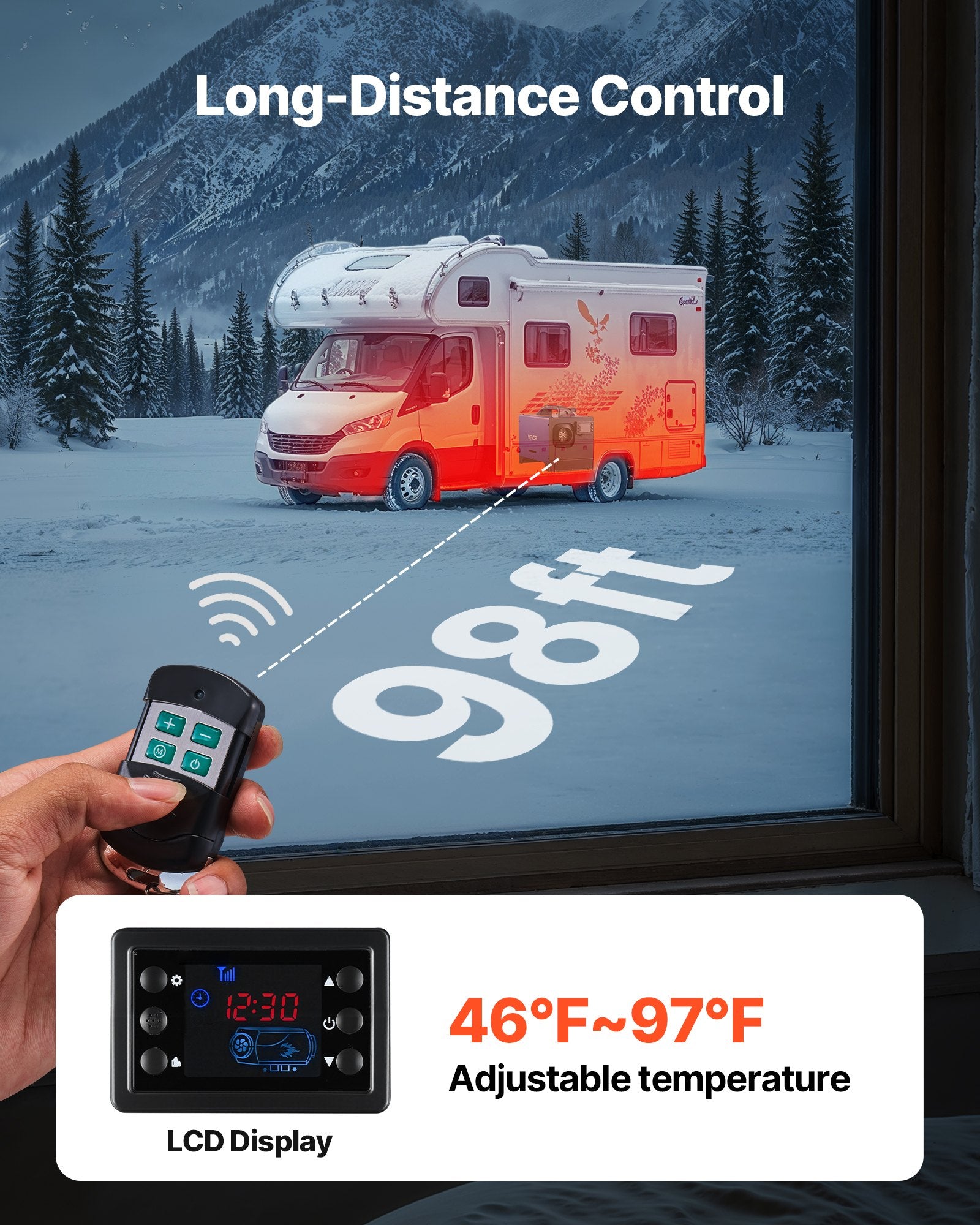 Diesel Heater, 8KW, DC 12V/24V, All in One Portable Diesel Air Heater with Remote Control and LCD Display, Fast Heating Low Noise, 5 L Fuel Tank for Vehicles, RVs, Vans, Tractors and Trucks