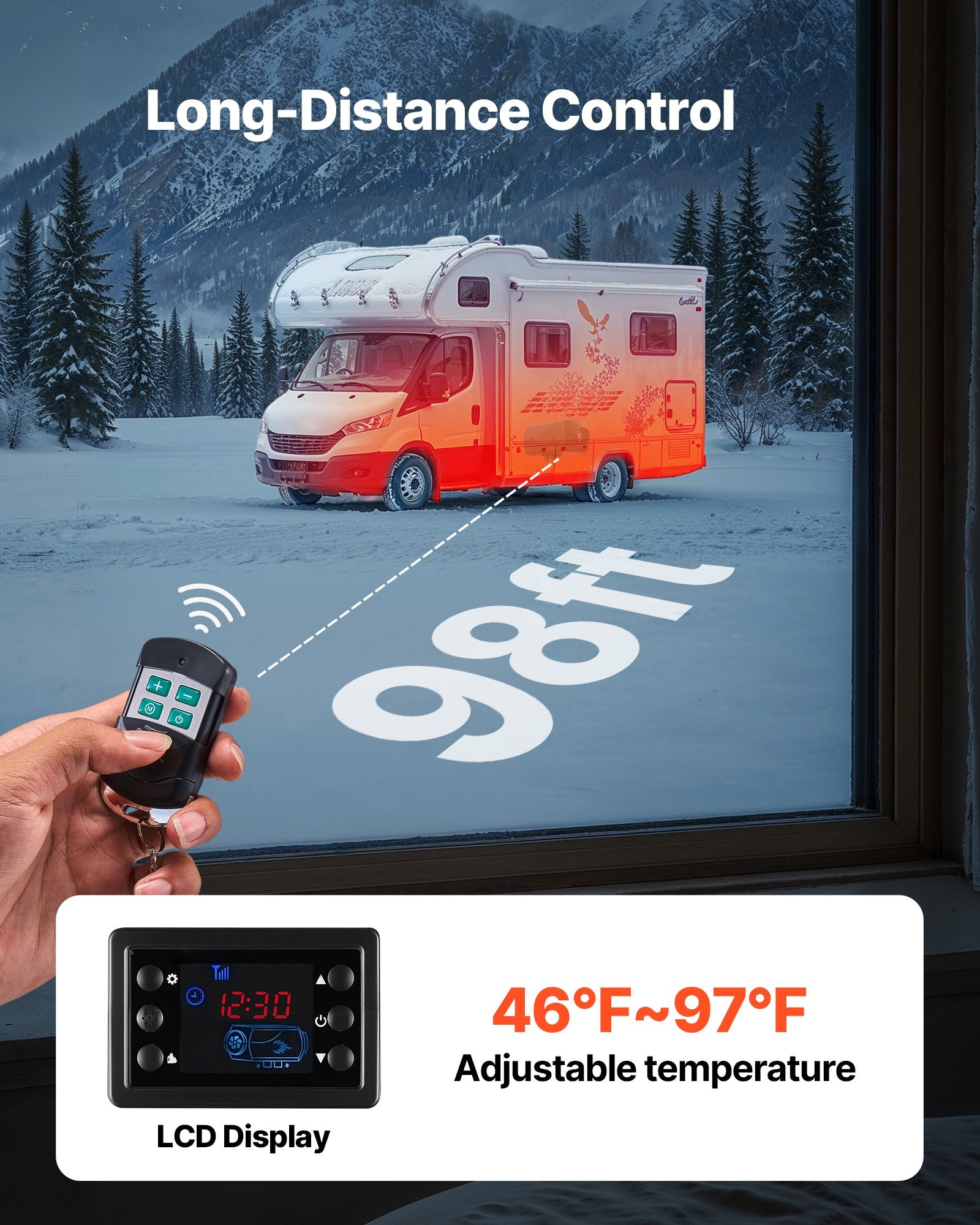 Diesel Heater, 8KW, DC 12V/24V, Portable Diesel Air Heater with Remote Control and LCD Screen, Fast Heating Low Noise, 10 L Large Fuel Tank for Vehicles, Vans, RVs, Campers, and Trucks