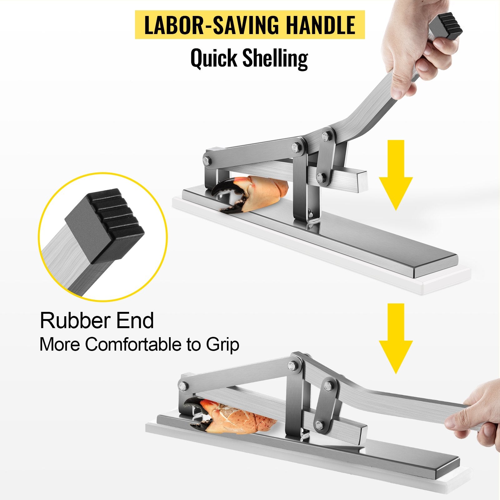 Stone Crab Cracker with 2 Seafood Picks, Aluminum & Stainless Steel Construction Shellfish Shucker, Seafood Tools Set for Lobster and Crab Legs