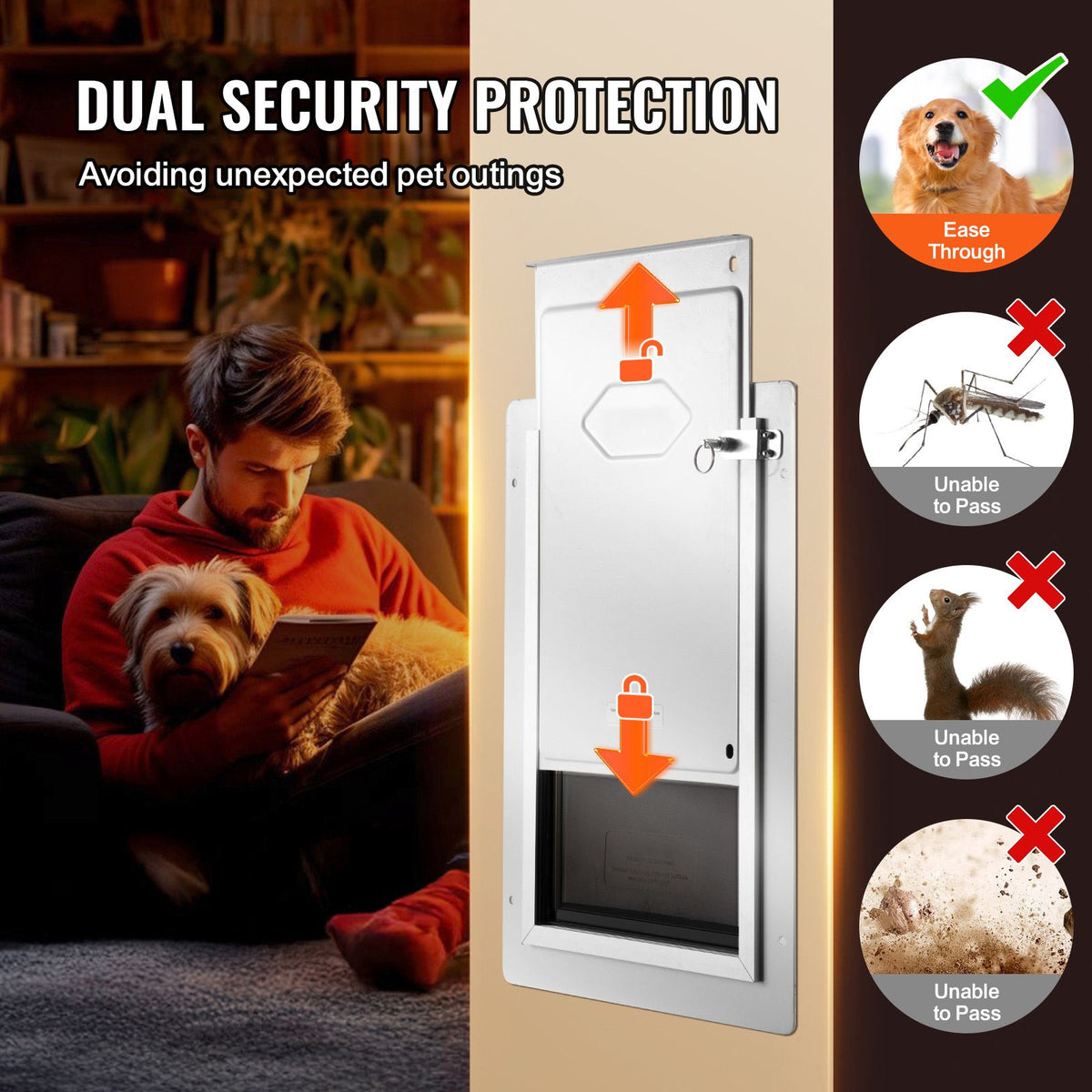 Medium Pet Door 31.2x43.5cm Dog Cat Flap Door Metal Frame Lock White