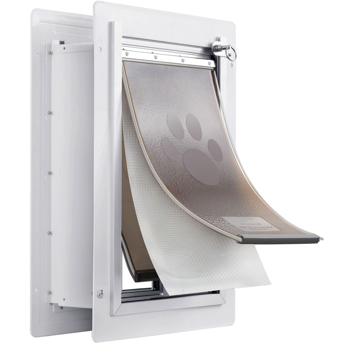 Medium Pet Door 31.2x43.5cm Dog Cat Flap Door Metal Frame Lock White