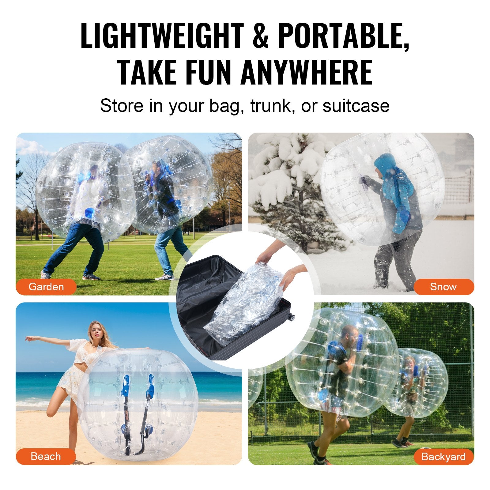 Inflatable Bumper Ball 1-Pack, 4FT/1.2M Body Sumo Zorb Balls for Teen & Adult, 0.8mm Thick PVC Human Hamster Bubble Balls for Outdoor Team Gaming Play, Bumper Bopper Toys for Garden, Yard, Park