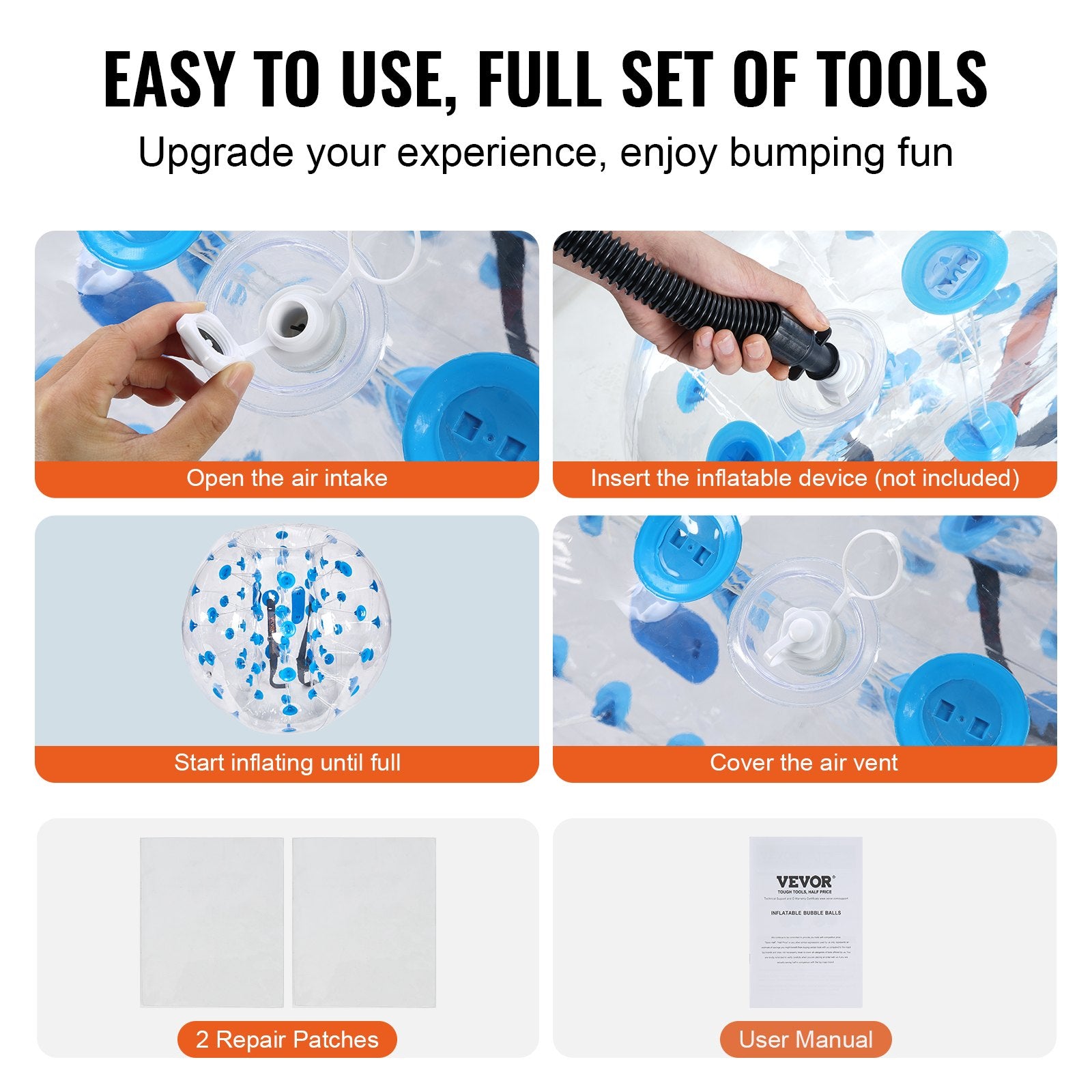 Inflatable Bumper Ball 1-Pack, 4FT/1.2M Body Sumo Zorb Balls for Teen & Adult, 0.8mm Thick PVC Human Hamster Bubble Balls for Outdoor Team Gaming Play, Bumper Bopper Toys for Garden, Yard, Park