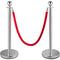 6PCS Red Rope Stanchion Silver Post Crowd Control Queue Line Barrier