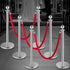 6PCS Red Rope Stanchion Silver Post Crowd Control Queue Line Barrier