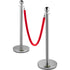 6PCS Red Rope Stanchion Silver Post Crowd Control Queue Line Barrier