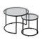 Nesting Coffee Table Set of 2, 600 mm Round Coffee Table, Glass Nesting Tables for Small Place, Modern End Side Tables Night Stand with Metal Frame, for Living Room, Bedroom, Balcony, Office
