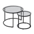 Nesting Coffee Table Set of 2, 600 mm Round Coffee Table, Glass Nesting Tables for Small Place, Modern End Side Tables Night Stand with Metal Frame, for Living Room, Bedroom, Balcony, Office