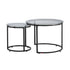Nesting Coffee Table Set of 2, 600 mm Round Coffee Table, Glass Nesting Tables for Small Place, Modern End Side Tables Night Stand with Metal Frame, for Living Room, Bedroom, Balcony, Office