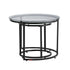Nesting Coffee Table Set of 2, 600 mm Round Coffee Table, Glass Nesting Tables for Small Place, Modern End Side Tables Night Stand with Metal Frame, for Living Room, Bedroom, Balcony, Office