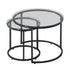 2PC Round Nesting Coffee Tables 600mm Tempered Glass Metal Frame Modern Side