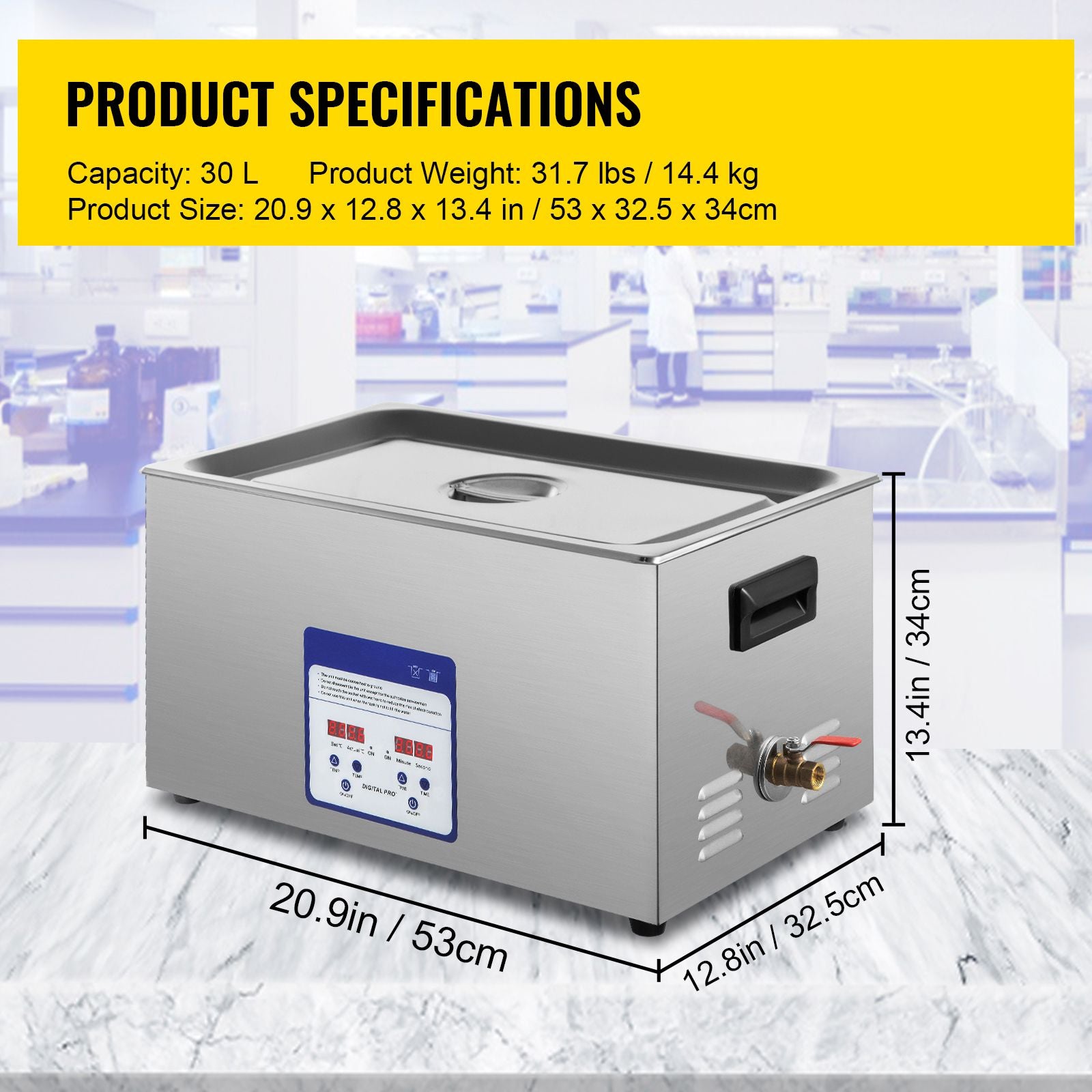 Digital Ultrasonic Cleaner 30L Ultrasonic Cleaning Machine 40kHz Sonic Cleaner Machine 316 & 304 Stainless Steel Ultrasonic Cleaner Machine with Heater & Timer for Cleaning Jewelry Glasses Watch