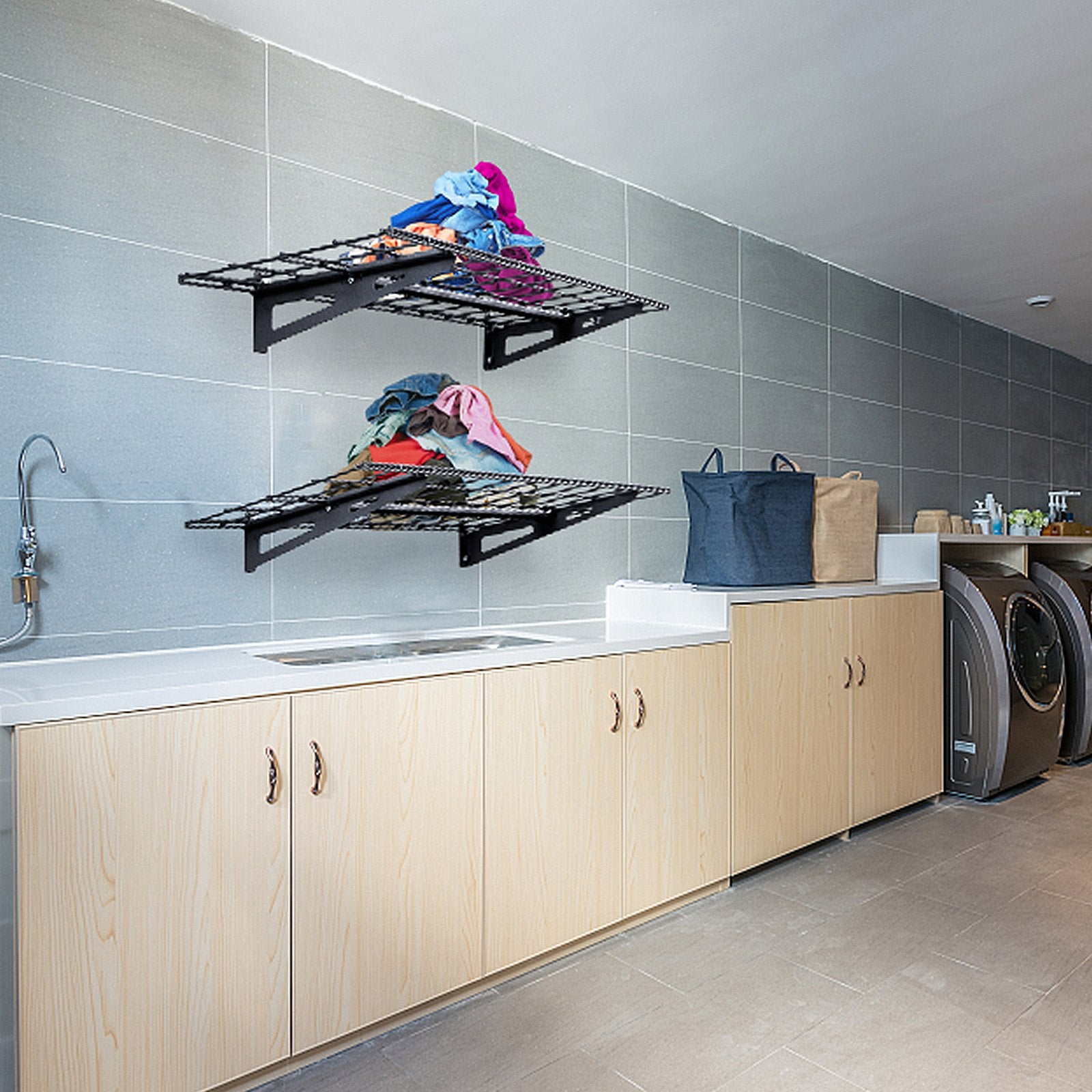 Garage Storage Shelving, 2 Pack, 48 x 12 in Heavy Duty Garage Shelves Wall Mounted, 400 lbs Load Capacity(Total) Garage Storage Rack Floating Shelves, Suitable for Shop, Shed, Garage Storage